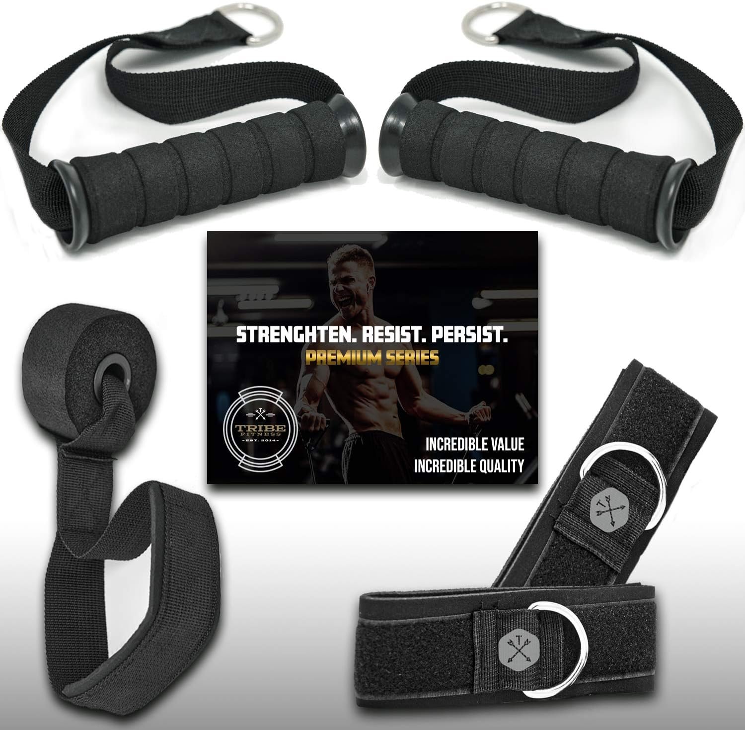 TRIBE Resistance Bands Set &Weights for Exercises Bands for Men/Women with Workout Bands, Handles, Door Anchor, Ankle Straps, Carry Bag, Exercise eBook I Resistance Training, Fitness Equipment - Image 4