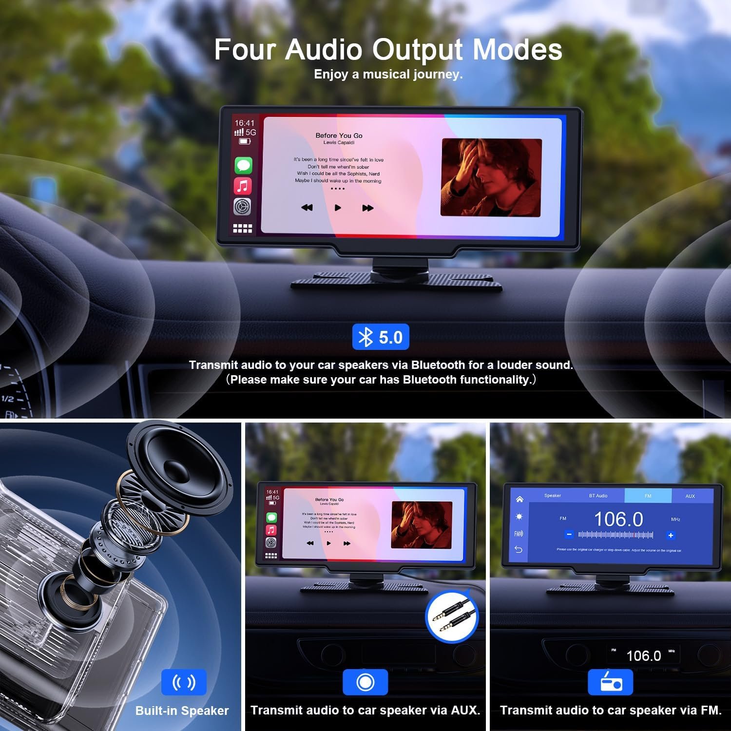 9.26" Carplay Android Auto Screen for Car with Backup Camera, Portable Touchscreen Wireless Stereo, GPS Navigation, Googel/Siri Voice Control, Audio Receivers with Bluetooth, AUX/FM, Mirror Link - Image 9