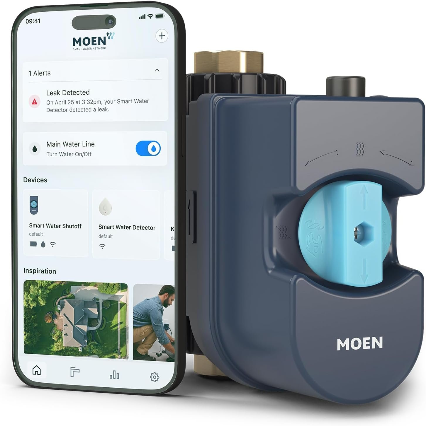 Moen 900-001 Flo Smart Water Monitor and Automatic Shutoff Sensor, Wi-Fi Water Leak Detector for 3/4-Inch Diameter Pipe - Image 2
