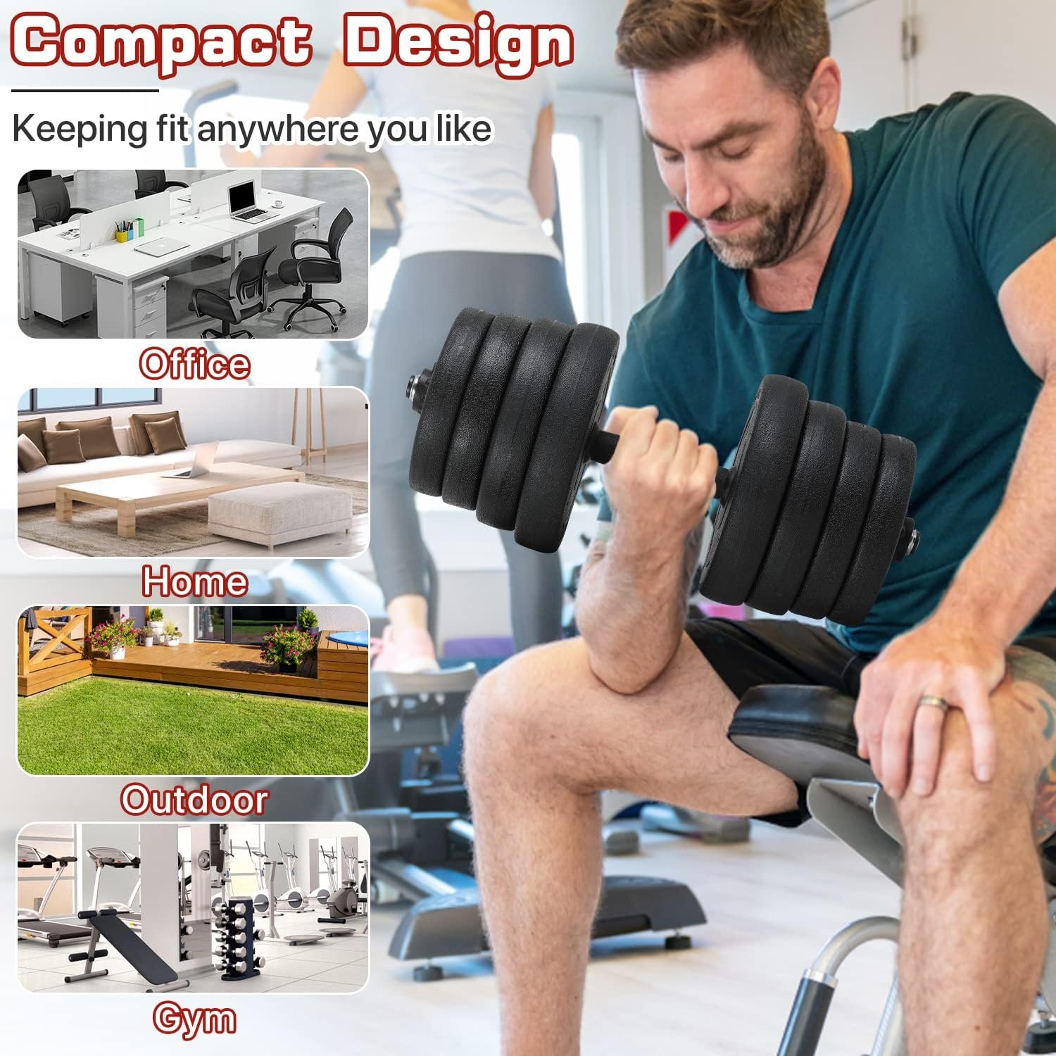 Adjustable Dumbbell Set 2 In 1 Dumbbells Adjustable Weight Barbell Non-Slip Dumbbells Weights Set Home Gym Strength Training Exercise Equipment for Beginners Home Gym Exercise Strength Training Fitness Workout(Pair) - Image 7