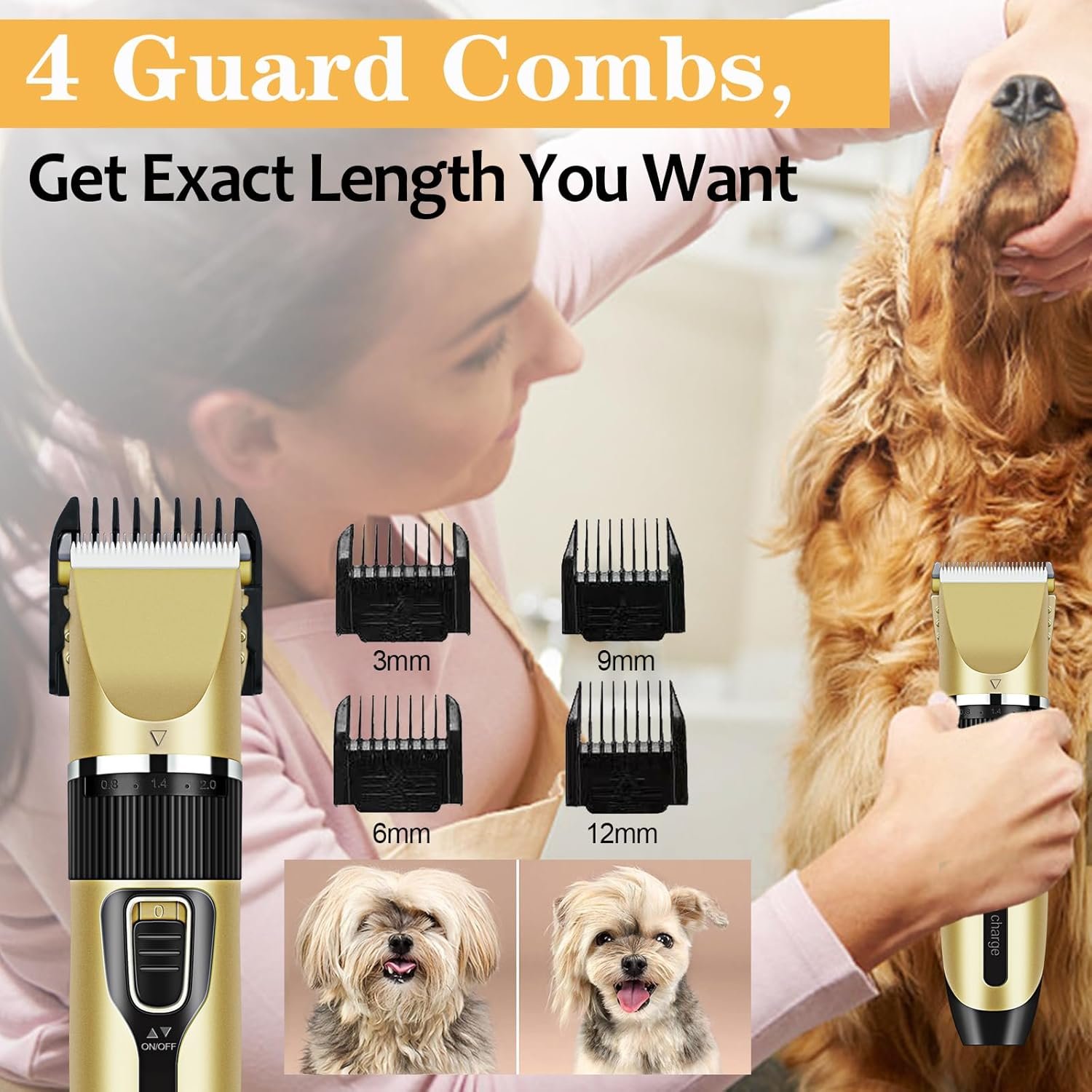 Gufamily Dog Clippers Low Noise Dog Shaver Cordless Cat Trimmer Quiet Dog Grooming Clippers Professional Pet Hair Grooming Kit with Pet Nail Clipper for Dogs Cats - Image 4