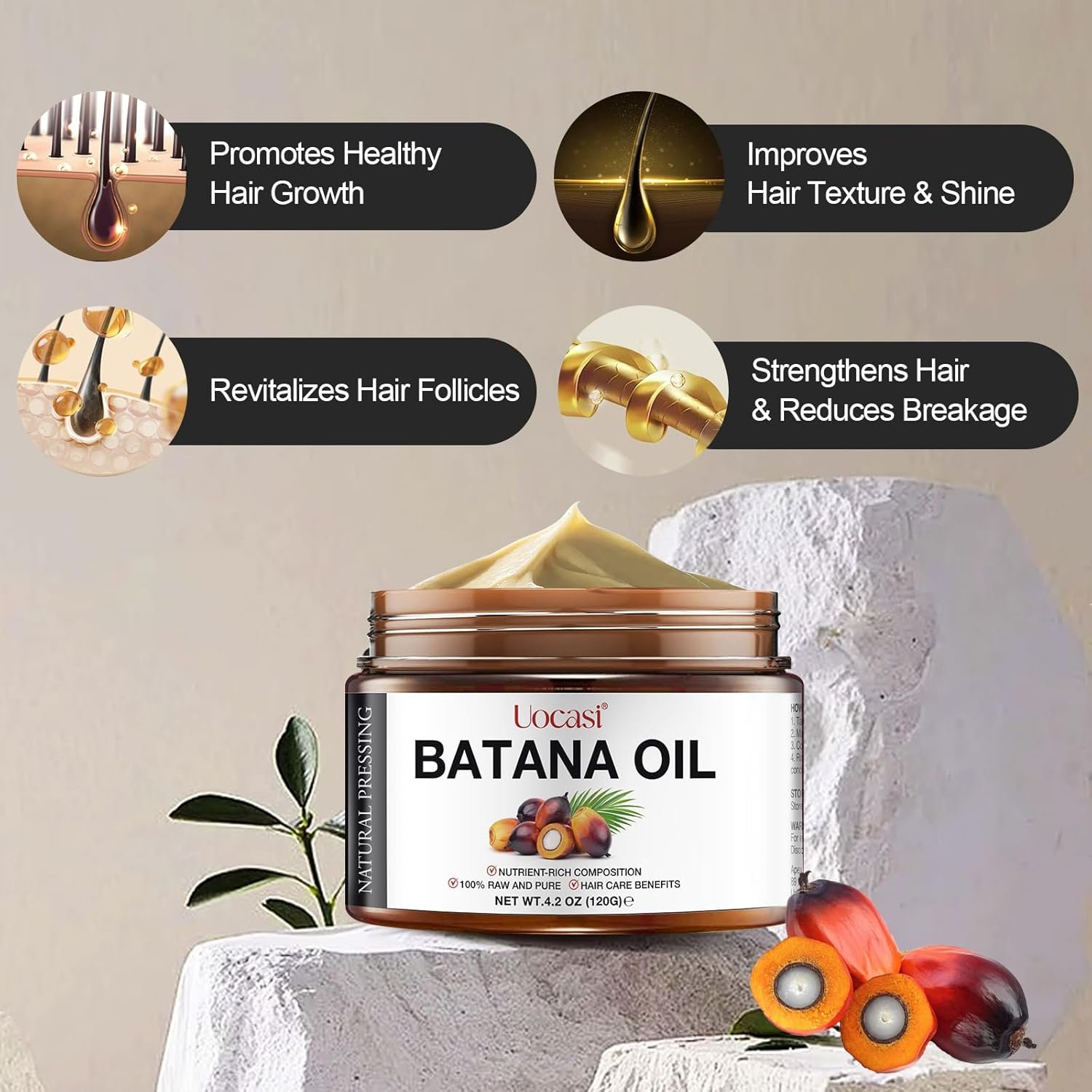 Batana Oil, 100% Pure and Natural, 4.2 Oz - Stimulates Growth, Thickens Strands, Prevents Dry Hair & Hair Loss - Image 3