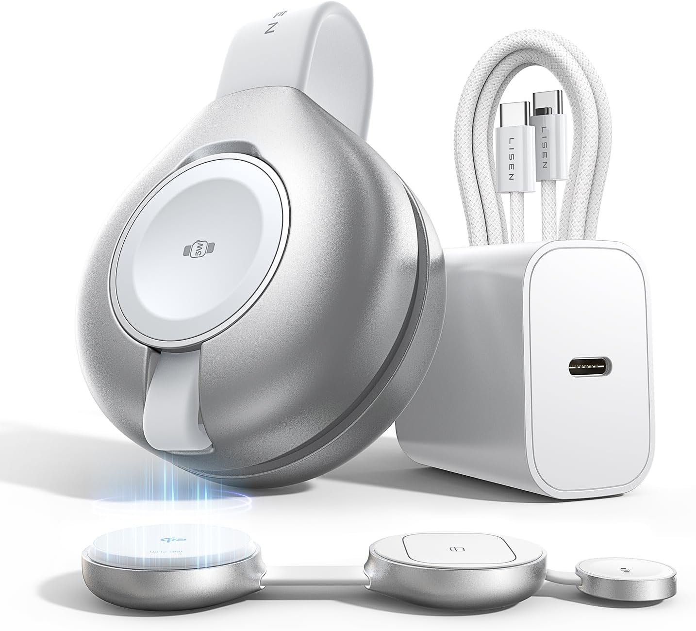 LISEN for Qi2 Magsafe Charger Certified 15W iPhone 16 Travel Charger, 3 in 1 Charging Station for Apple Watch and Airpods,25W Total Magnetic Wireless Charger for iPhone 16 15 (30W Charger Included) - Image 2