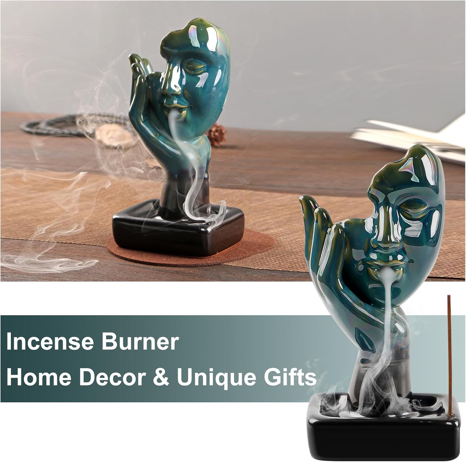 Waterfall Incense Burner, Backflow Incense Burner with 20 Backflow Incense Cones + 30 Incense Stick, Aromatherapy Ornament, Home Decor - Image 4