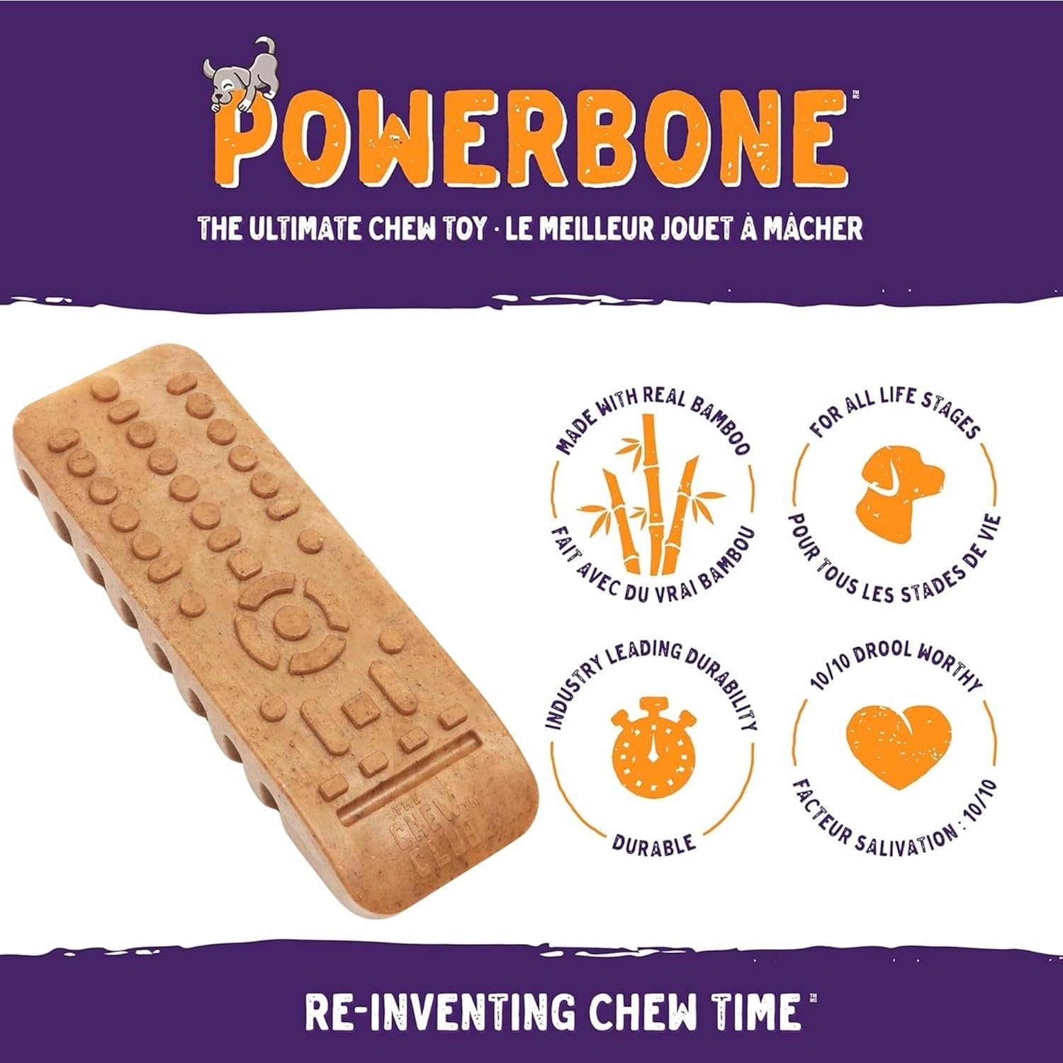 Power Bone Pet Chew Toy for Dogs - Durable, Non Toxic & Pet Safe - Best for Aggressive Chewers, Long Lasting Dental Health, Dog Teeth Cleaning, Dog Life Stages - TV Remote 7" - Image 7