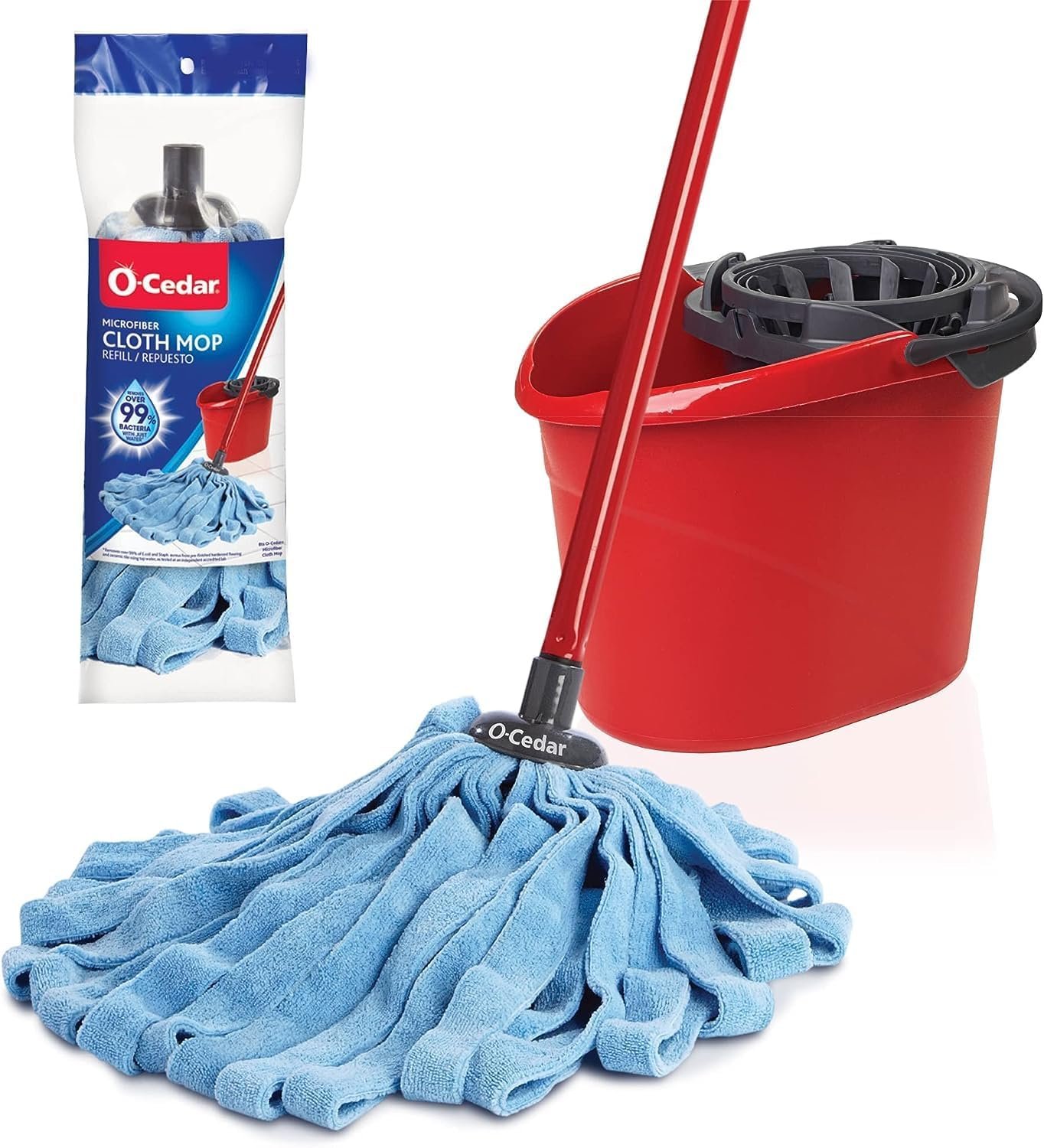 O-Cedar Quickwring Bucket & MF Cloth Mop + 1 Citrus PAC (Variety Pack) - Image 2