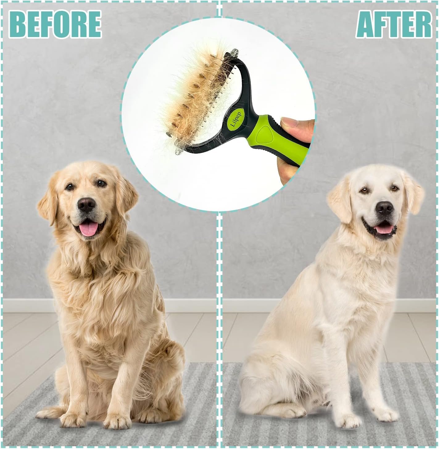 Pet Grooming Tool, Double-Sided Professional Grade Undercoat rake for pet tangles and mat Removal, Safe dehairing Comb and Depilation Tool - Image 5