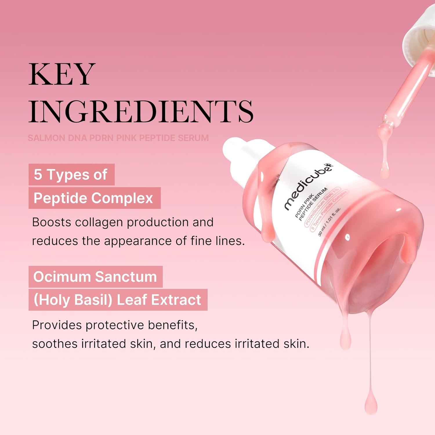 medicube Salmon DNA PDRN Pink Peptide Serum, Pink glow serum, Peptide, Niacinamide, Hydrating & Moisturizing & Firming, Uneven Skin Tone, Korean Skincare | 1.01 fl.oz. (1.01 fl.oz., Salmon DNA PDRN) - Image 6