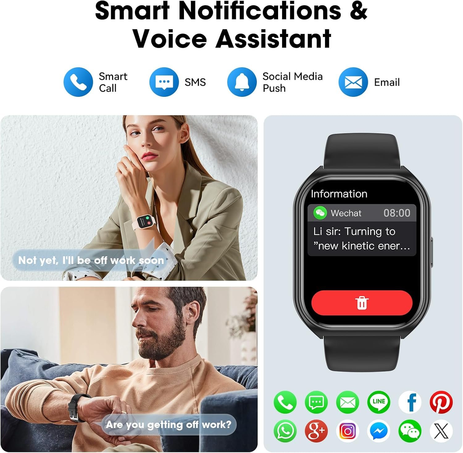 Smart Watch for Men Women, 1.85" HD Smartwatch (Answer/Make Call),Activity Fitness Tracker with Heart Rate Sleep Monitor Pedometer,100+ Sport Modes, Fitness Watch for Android iPhone (Black) - Image 4