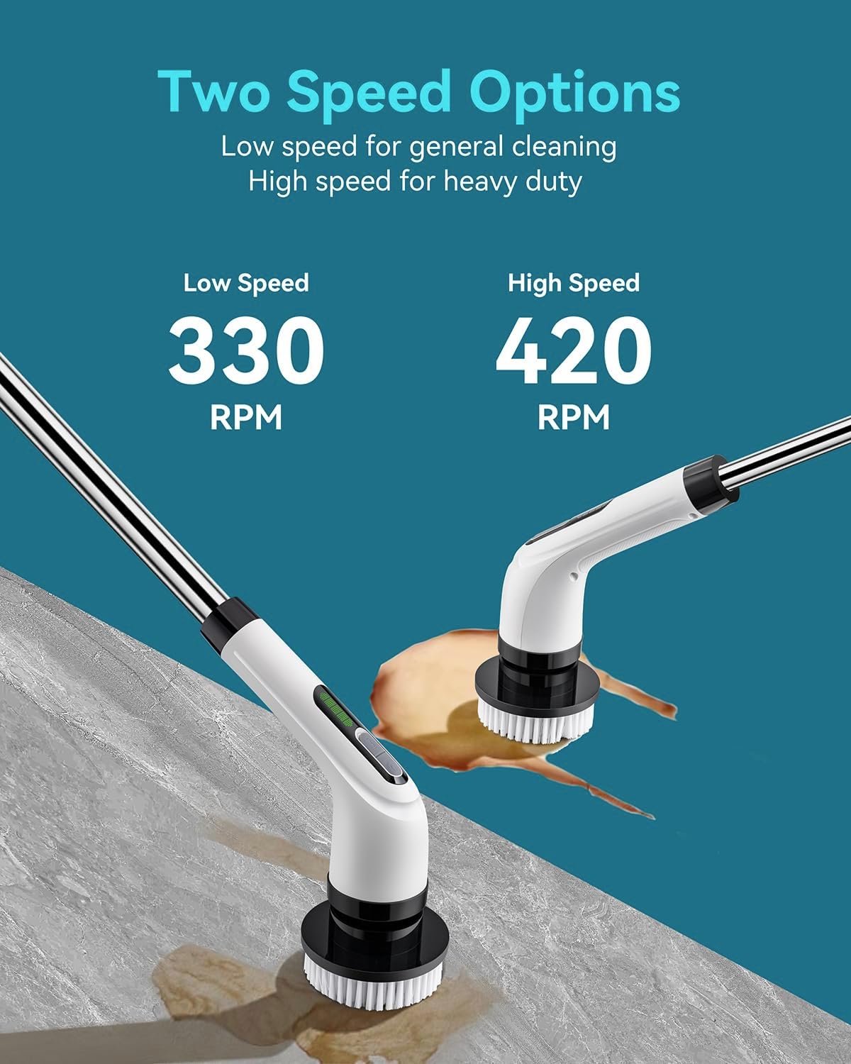 Electric Spin Scrubber for Cleaning Bathroom: Cordless Power Shower Scrubber - Electric Cleaning Brush for Tile Tub - Image 7