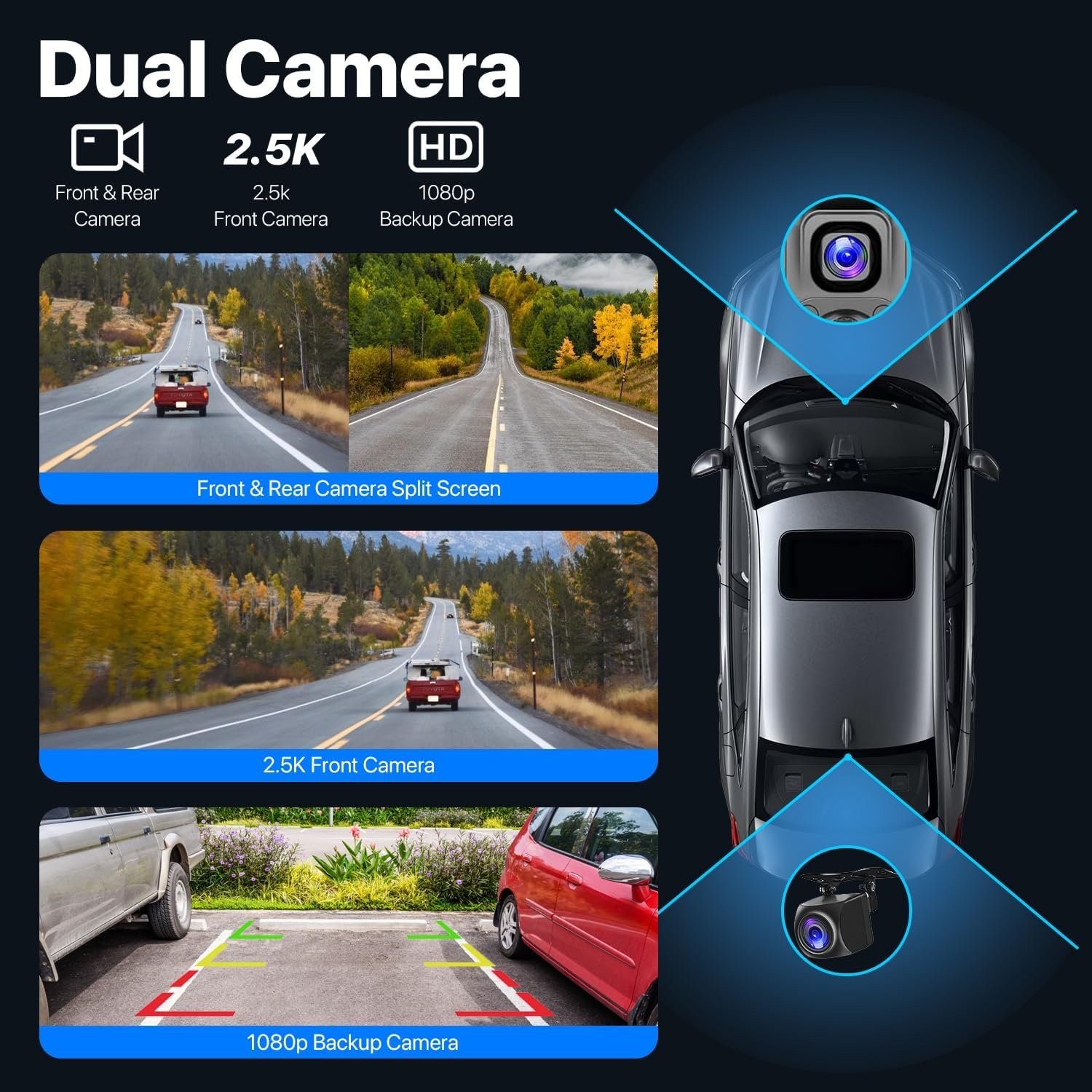 Portable Wireless Apple Carplay Car Stereo with 2.5K Dash Cam,10.26" HD Touch Screen,1080P Backup Camera,Android Auto Car Audio Receivers with Mirror Link/FM/Bluetooth/AUX, GPS Navigation for Vehicles - Image 4