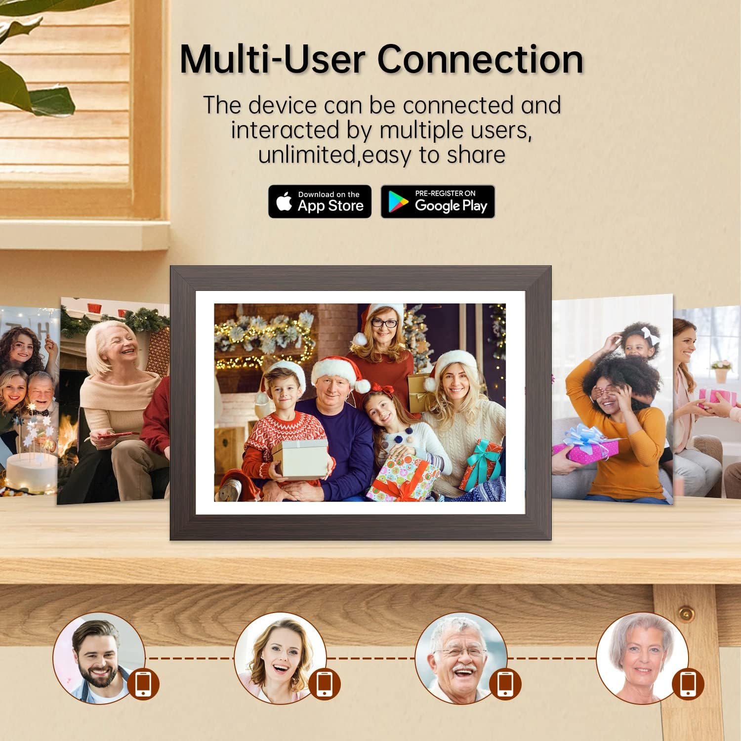 Digital Photo Frame 10.1 Inch, HAMTYSAN Smart Digital Picture Frame IPS Touch Screen, Built-in 16GB Storage, Auto-Rotate, Wood Effect, Easy Setup to Share Photos or Videos via Free App from Anywhere - Image 7