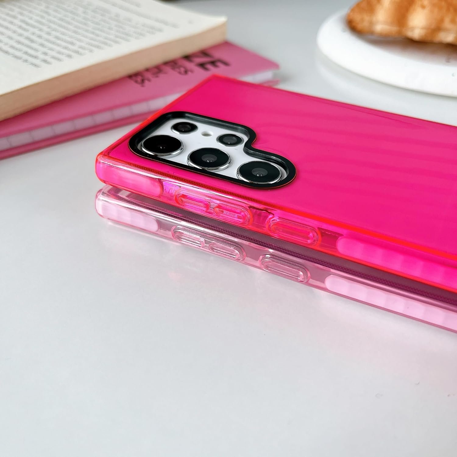 FABSPARK for Samsung Galaxy A14 5G Phone Case,Neon Clear Fluorescent Transparent Case,Soft Slim Bumper Protective Case for Samsung Galaxy A14 5G 6.6 Inch,Hot Pink - Image 4