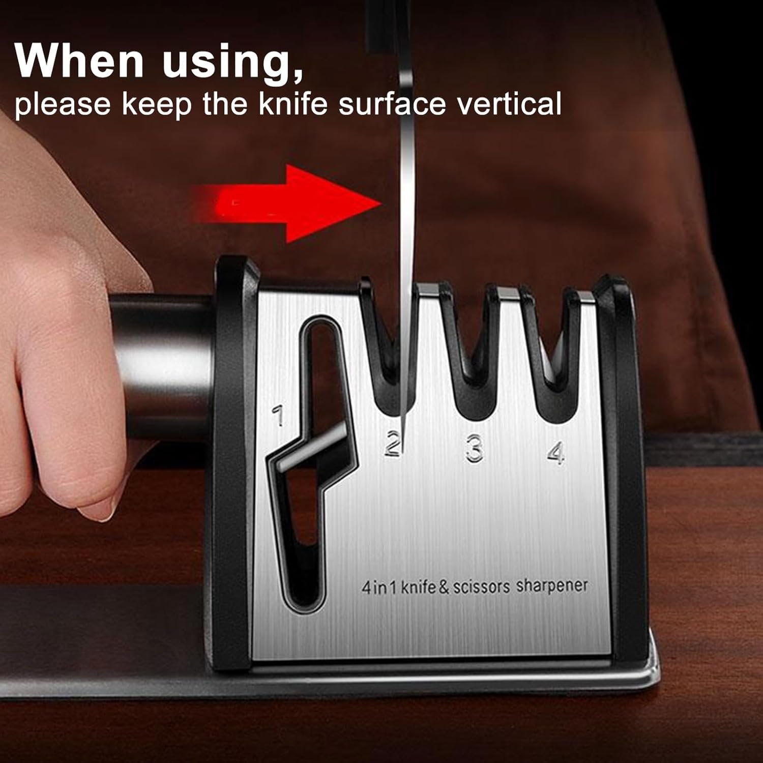 Knife Sharpener, 4 in 1 Kitchen Blade and Scissors Sharpening Tool, Powerful Professional Chef's Kitchen Knife Accessories, Chef Knife Sharpener - Image 9