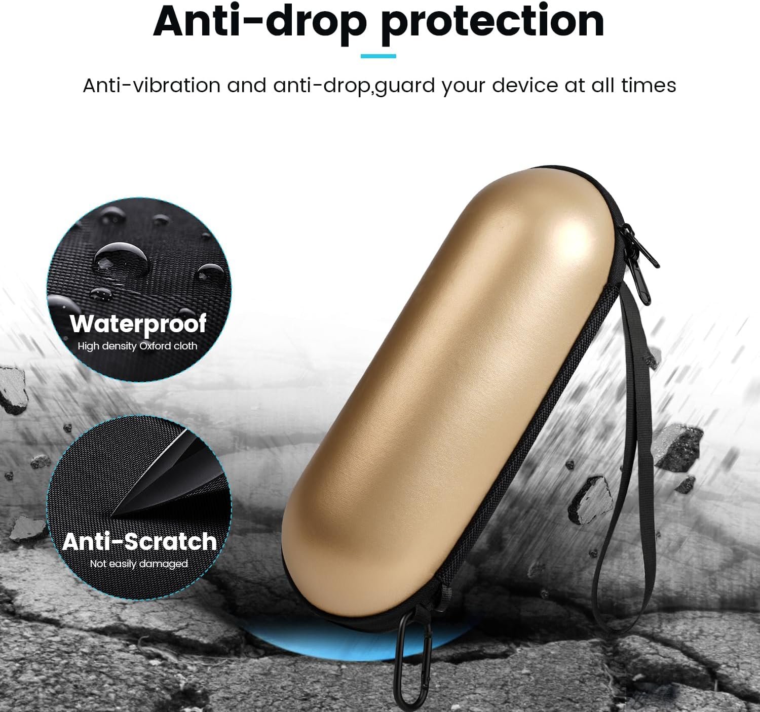 Hard Carrying Case Compatible with Beats Pill Speaker 2024 Version and Adapter Accessories, Lightweight and Portable Protection for Travel and Home Storage, Equipped with Carabiner Clip, Gold - Image 4