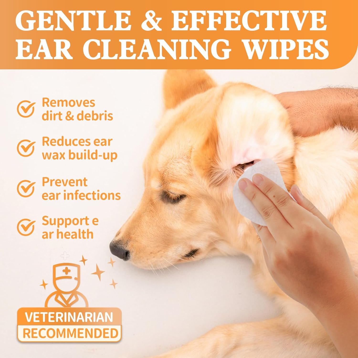 Dog Ear Wipes, Dog Ear Cleaner Wipes Ear Cleaning Wipes for Dogs,Cats - Gently Remove Ear Wax - Relieve Ear Infections, Itching,Scratching,120ct (3.15in) Pet Ear Cleanser - Image 4
