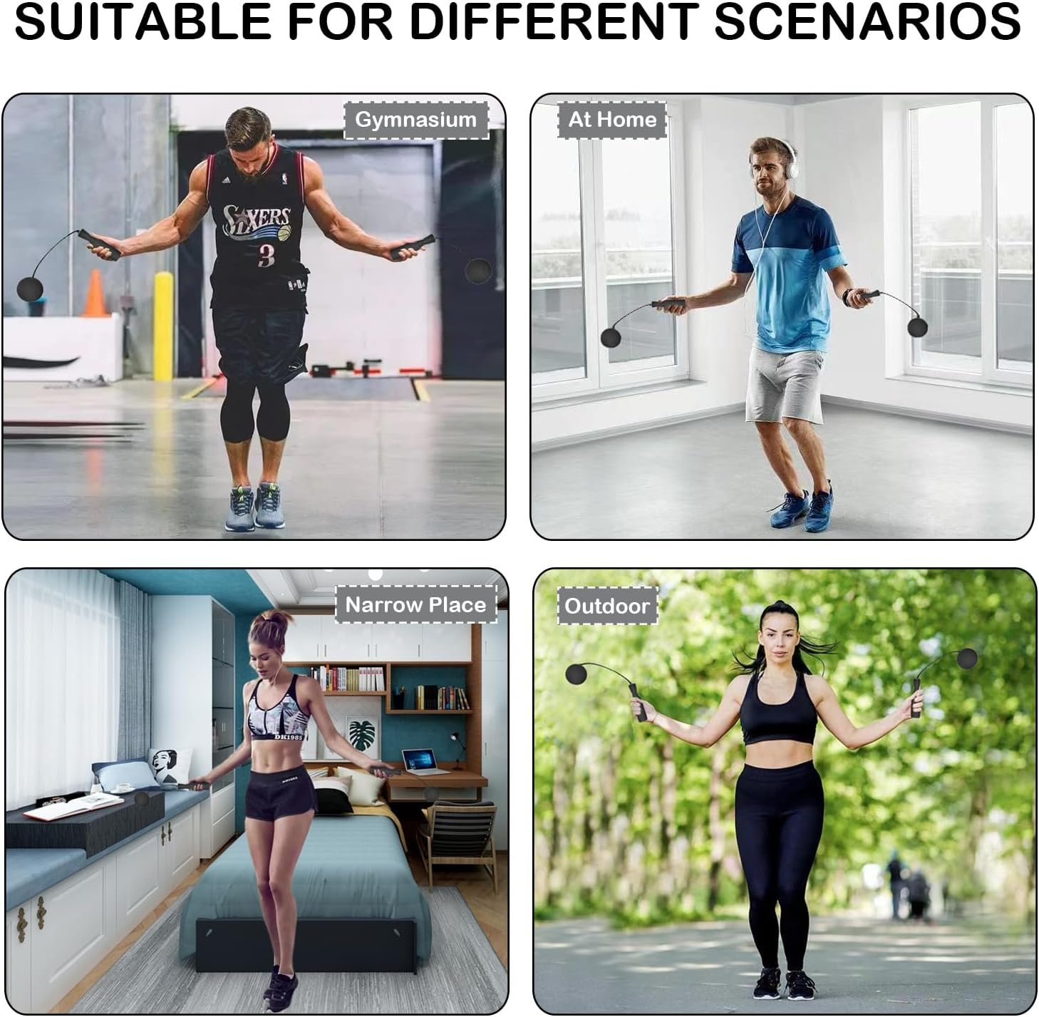 Jump Rope Ropeless Skipping Rope for Fitness Training Exercise, Adjustable Weighted Cordless Jump Rope for Men Women Kids - Image 7