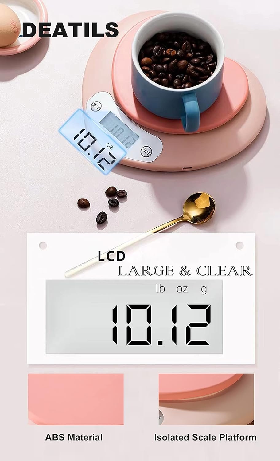 YRY Ultra Precise Kitchen Scale - The Ultimate Baking and Cooking Companion - 6.6lbs (3kg) Capacity, 0.0035 oz (0.1g) Graduation, Large LCD Display, and Tare Function, and ML Unit - (Pink 3kg/0.1g) - Image 8