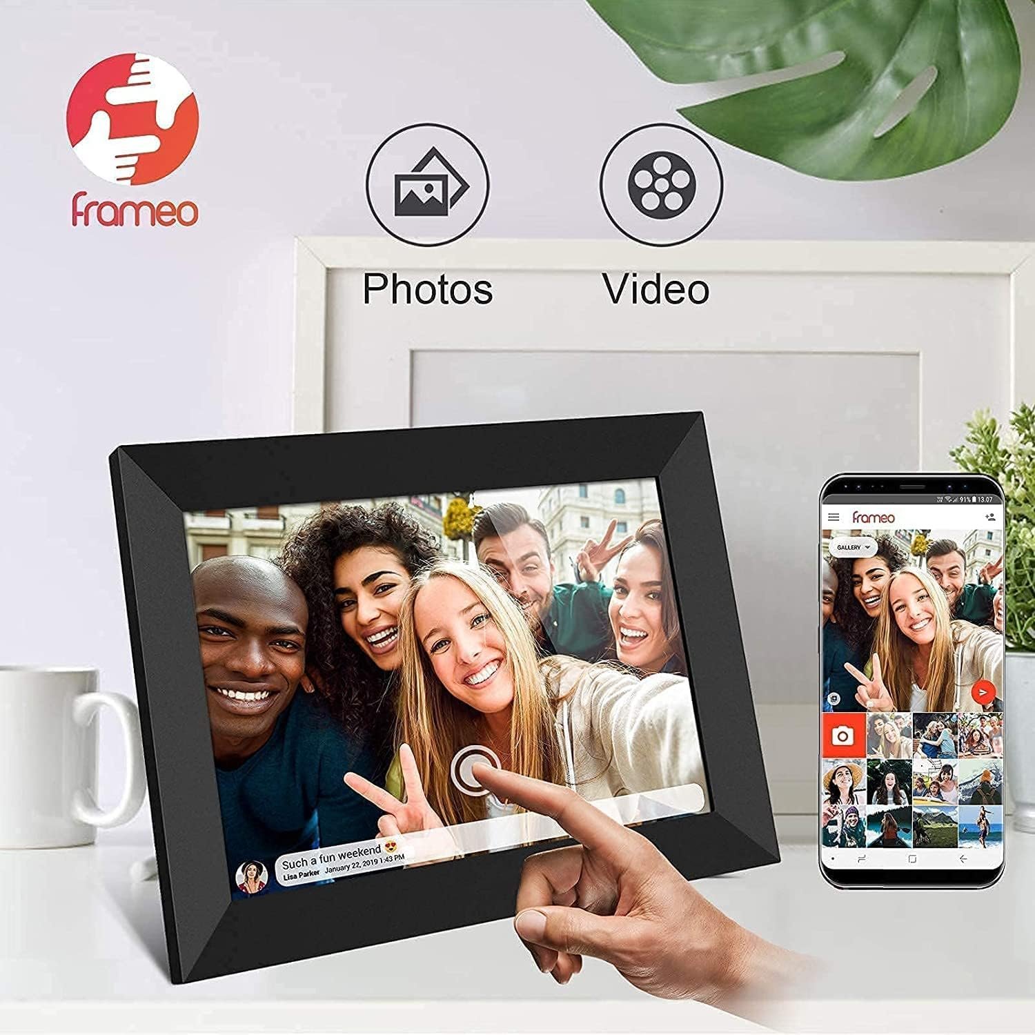 YENOCK FRAMEO Digital Photo Frame WiFi 10.1 Inch HD IPS LCD Touch Screen, 16GB Memory, Auto-Rotate, Wall-Mountable, Easy Setup to Share Photos & Videos via Free App from Anywhere - Image 4