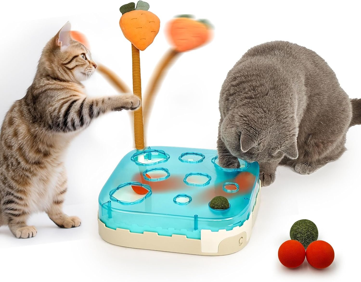 4-in-1 Electric Automatic Cat Toys - Interactive Cat Toy for Indoor Cats with Rolling Ball, Cat Feather Wand, and Catnip Ball for Kittens and Cats - Image 2