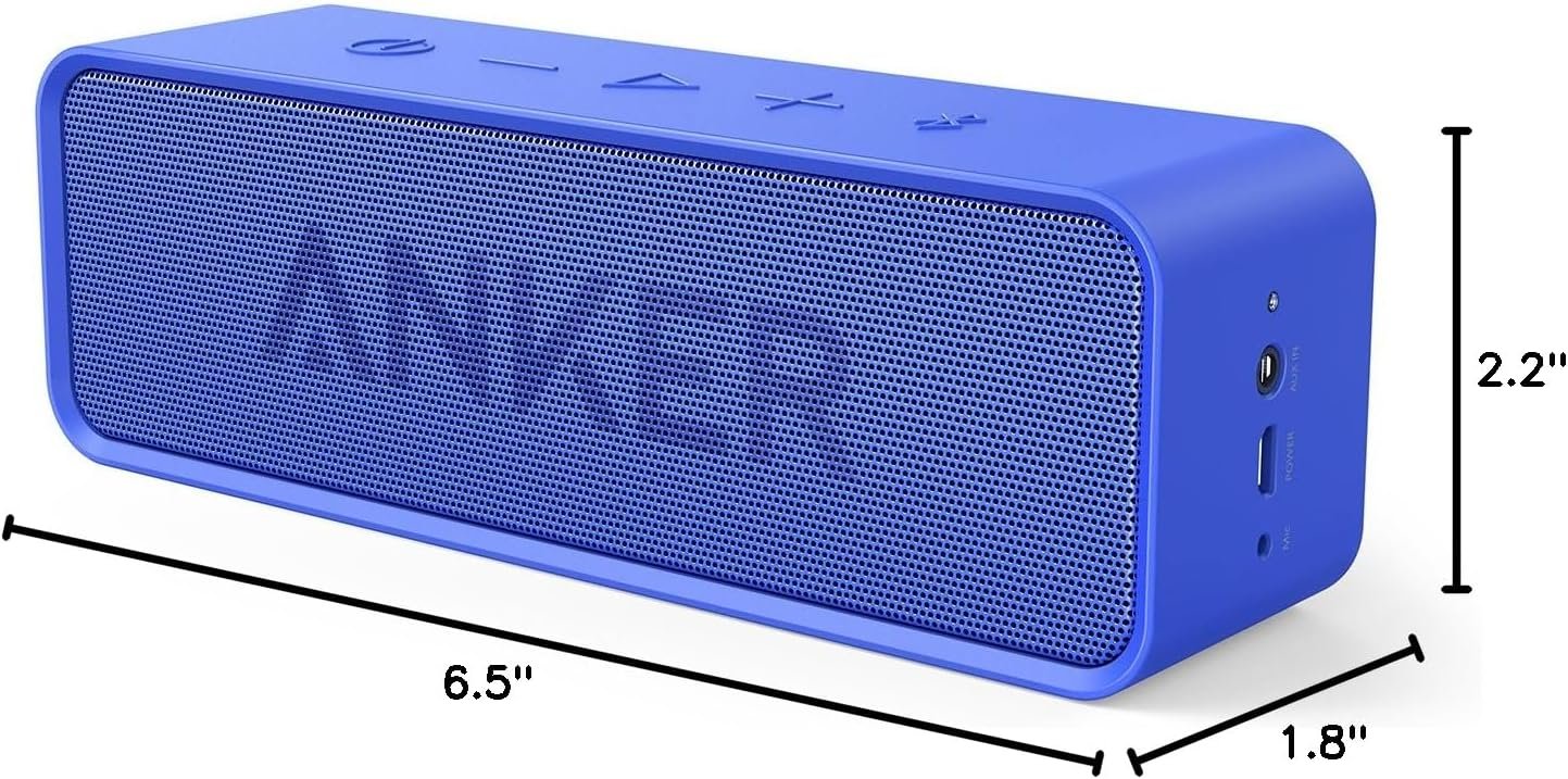 Anker Soundcore Bluetooth Speaker with 24-Hour Playtime, 66-Feet Bluetooth Range & Built-in Mic, Dual-Driver Portable Wireless Speaker with Low Harmonic Distortion and Superior Sound - Blue - Image 8