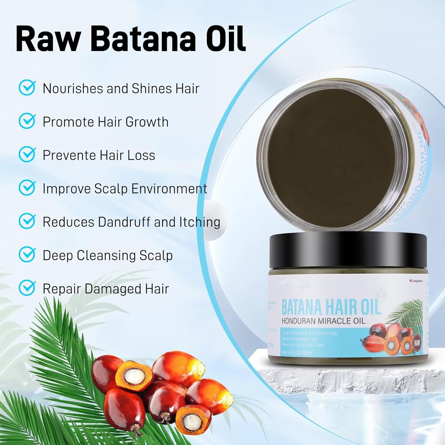 Batana Oil for Hair Growth, Unrefined Pure Raw Batana Oil from Honduras, Dr. Sebi Organic Hair Growth Oil Hair Masks, Promotes Hair Growth and Thickness 4 oz - Image 3