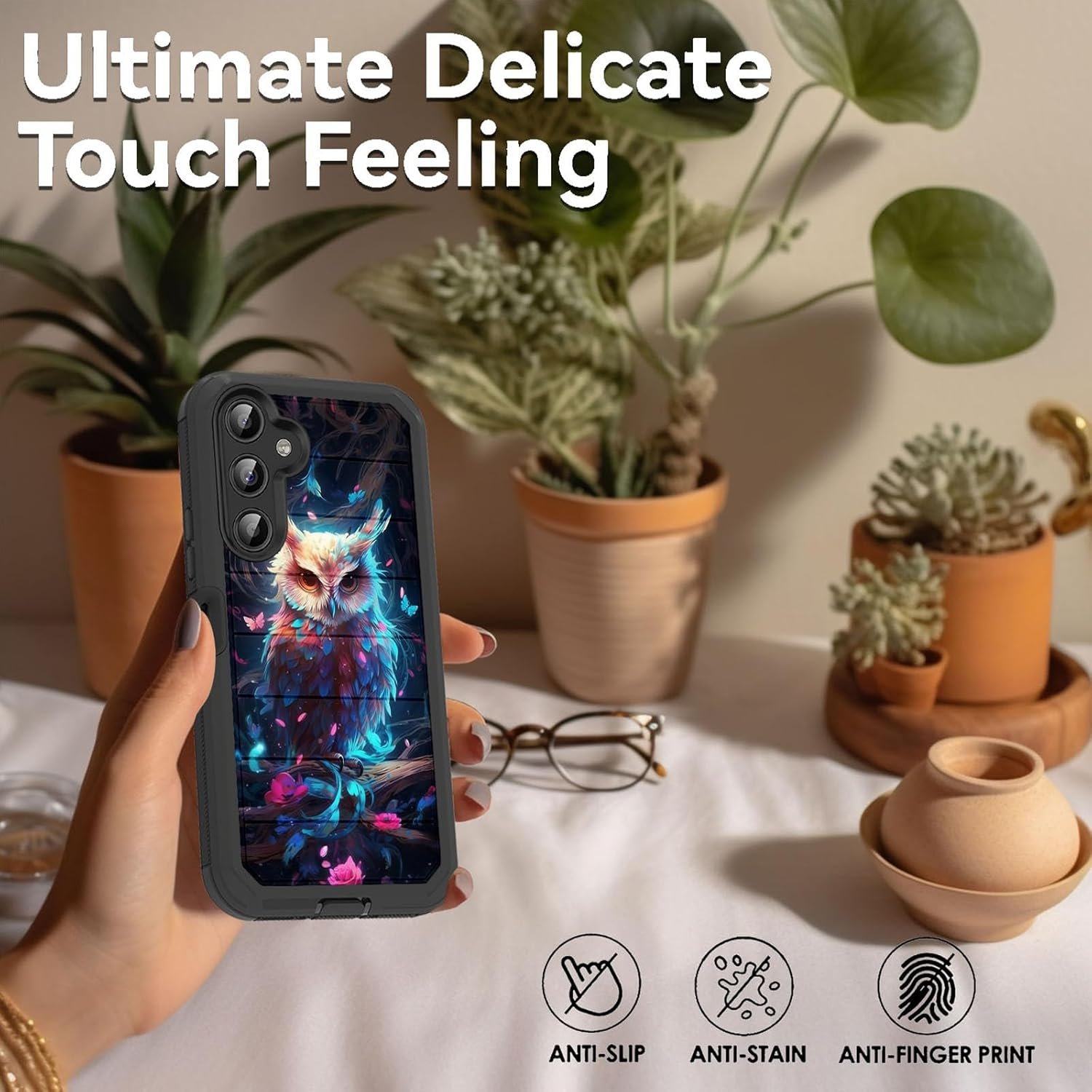 Designed for Galaxy A14 5G 6.6 Inch Case,Heavy-Duty Rugged and Durable,Shockproof Hybrid Dual-Layer Armor Protective Shell,Cute Owl - Image 6