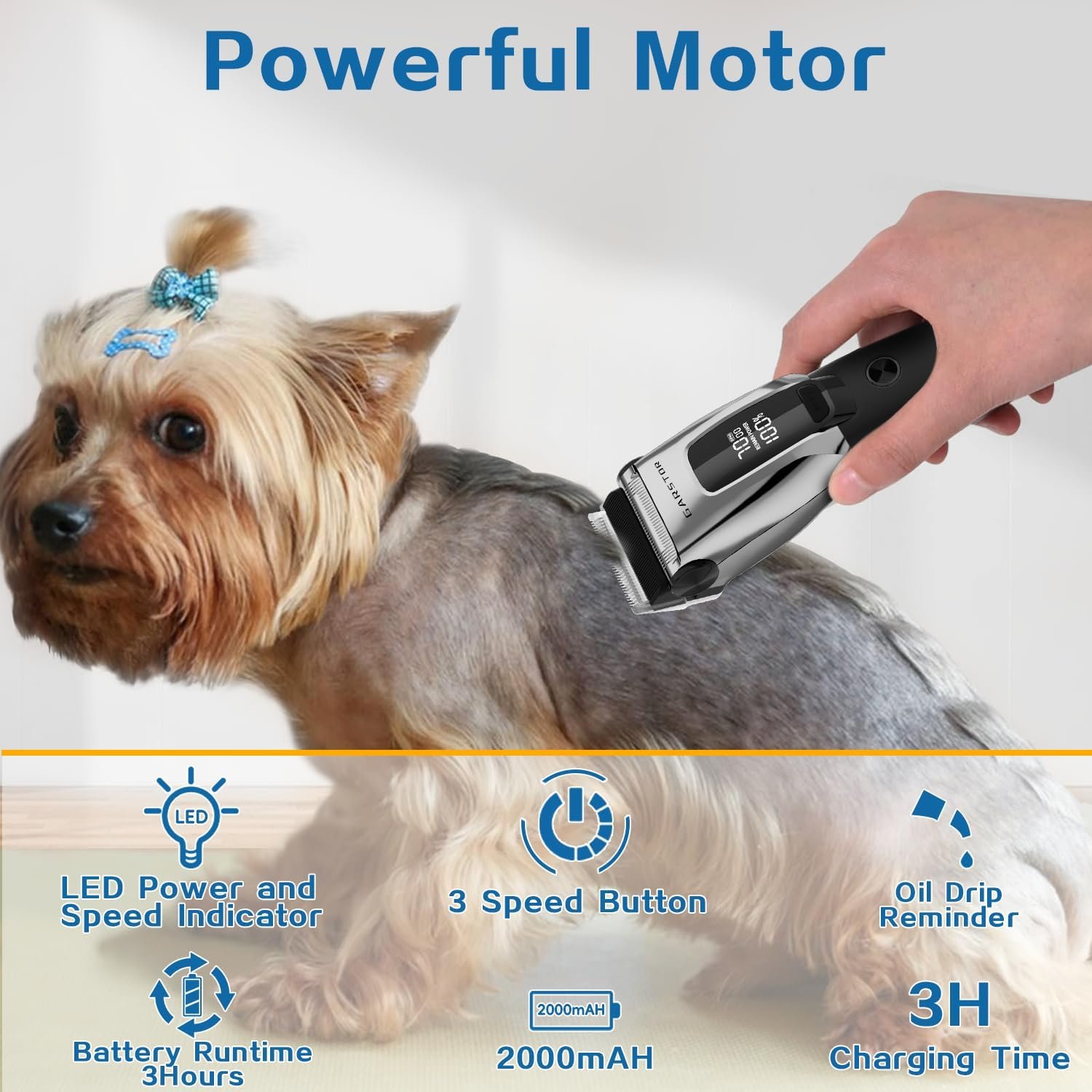 Dog Grooming Clippers Kit Professional for Thick Hair Coats,Low Noise Rechargeable Cordless Pet Shaver for Dogs Pets and Animals, Dog Trimmer for Grooming, Dog Shaver-Silver - Image 5