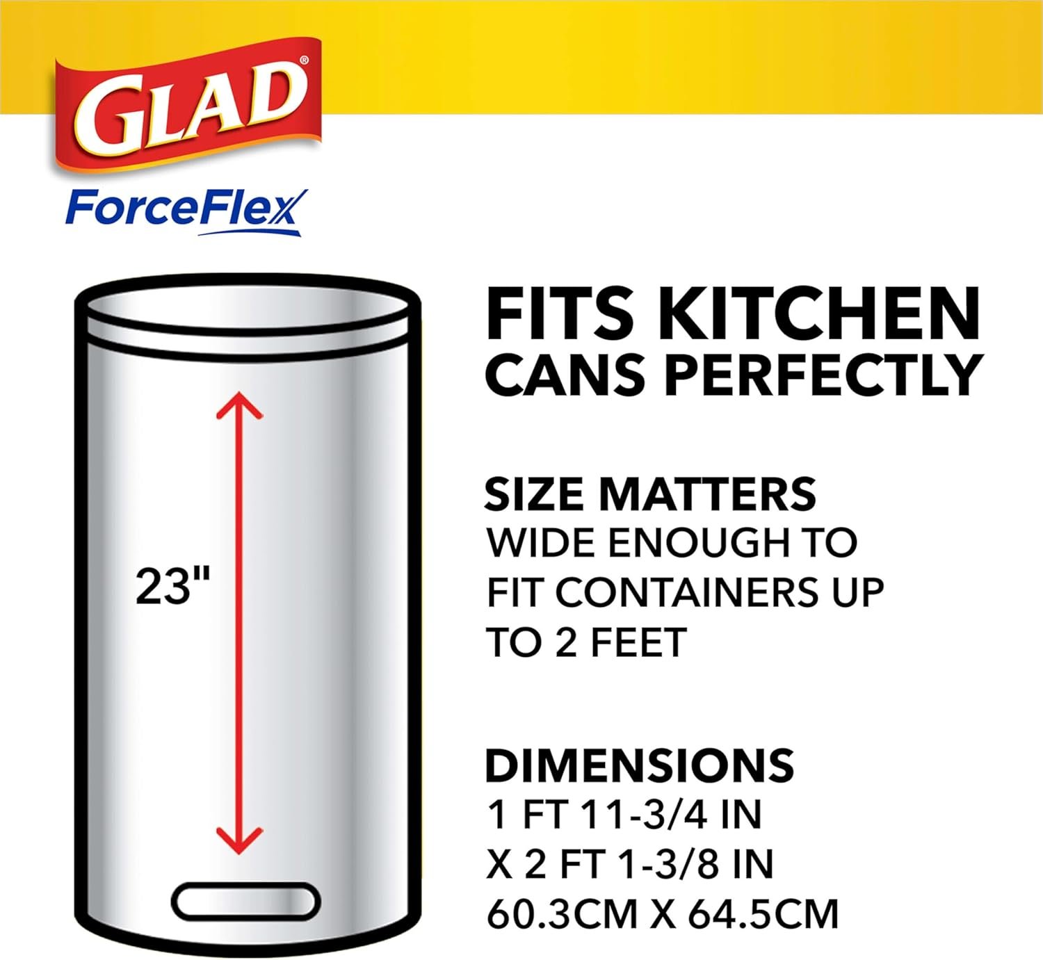Glad Trash Bags, ForceFlex Tall Kitchen Drawstring Garbage Bags, 13 Gal, Gain Lemon Zest, 110 Ct, Pack May Vary - Image 8