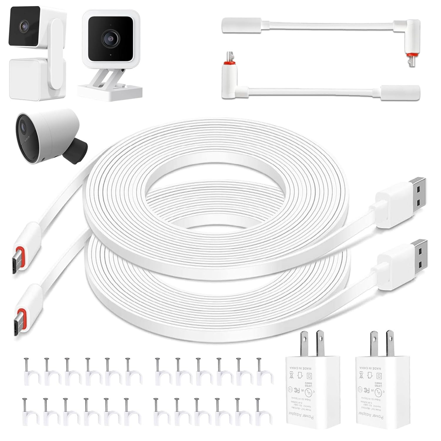 20 FT/6M Outdoor Power Adapter and Charging Cable for Wyze Cam v3/v4/OG/V3 Pro, Wyze Cam Pan v3, Power Cord Compatible with SimpliSafe Outdoor Security Camera, Waterproof Power Cable (2 Pack) - Image 2