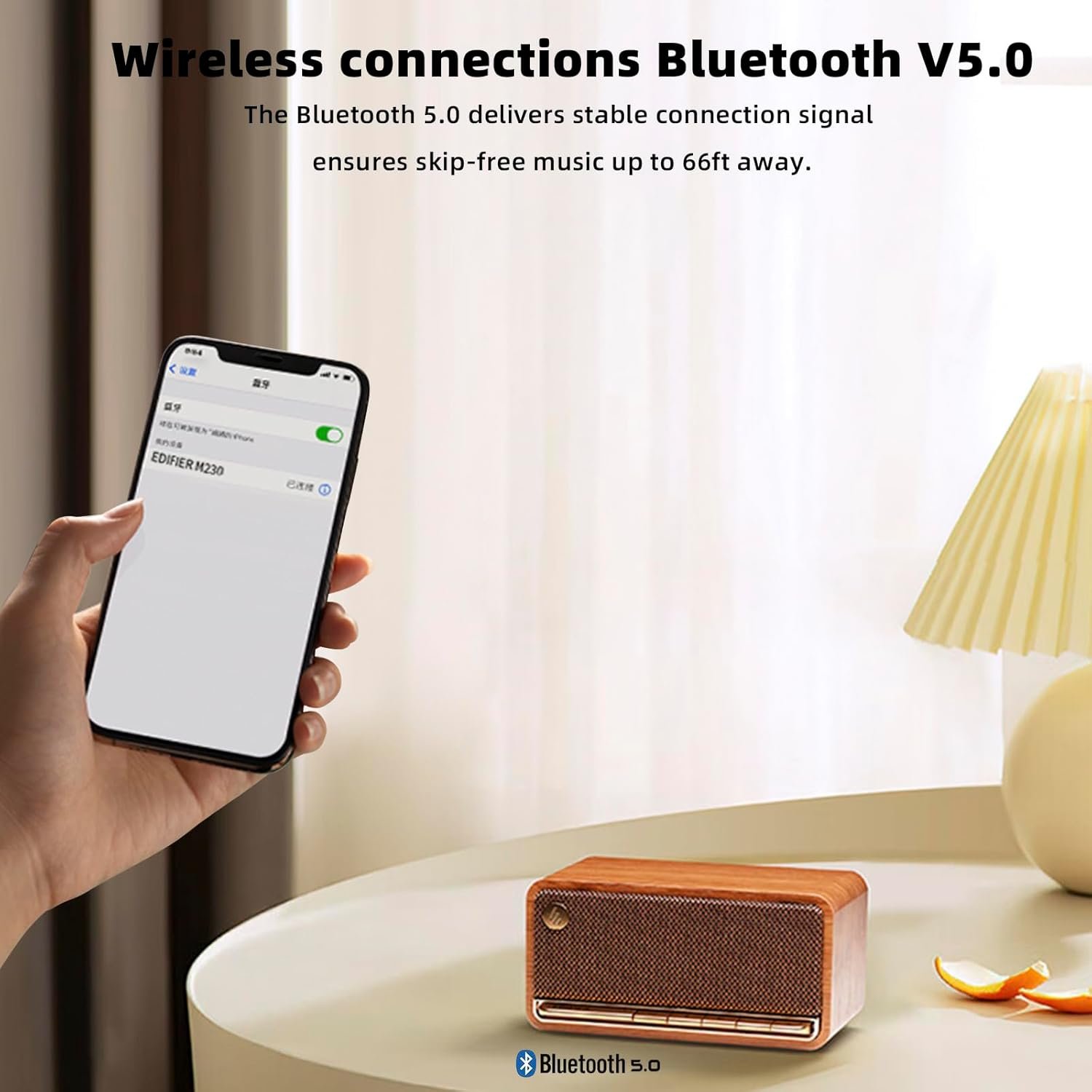 Edifier Retro Wood Bluetooth Speaker,Wireless Portable Speakers with 20W Stereo Sound,Vintage Decor Speaker with AUX,USB Soundcard,Micro SD Brown - Image 6