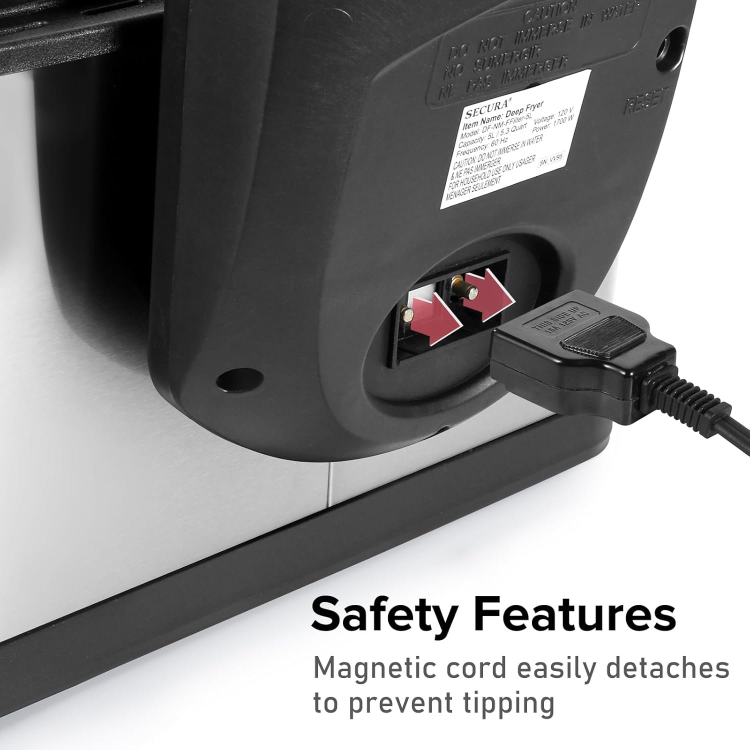 Secura Deep Fryer with 3 Baskets, 21 Cups / 5 Liters Oil Capacity 1700-Watt Stainless-Steel Triple Basket Electric Deep Fryer with Timer Extra Odor Filter, Silver - Image 6