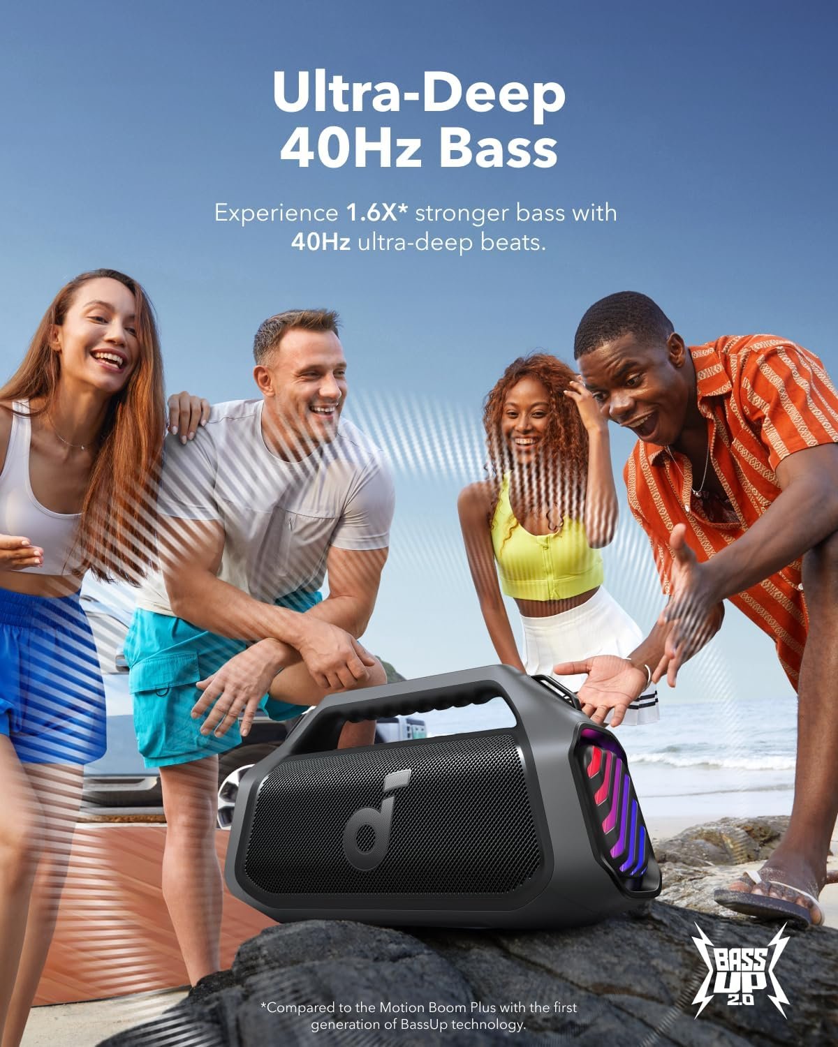 Anker Soundcore Boom 2 Plus Outdoor Speaker, 140W, 2+2 Channel, BassUp 2.0, 20H, Fast Charge,RGB Lights,Power Bank Soundcore Mini, Super-Portable Bluetooth Speaker with FM Radio - Image 3