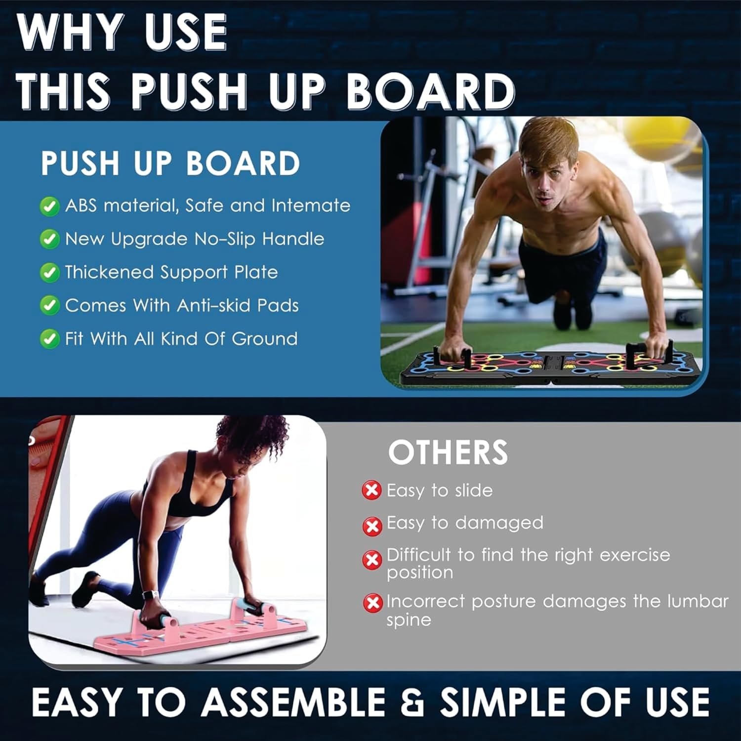 Push Up Board for Men & Women with Jumping Rope - Foldable Pushup Board, Multi-Function Push Up Board for Floor - Fitness Strength & Exercise Training Equipment for Home Workout - Image 5