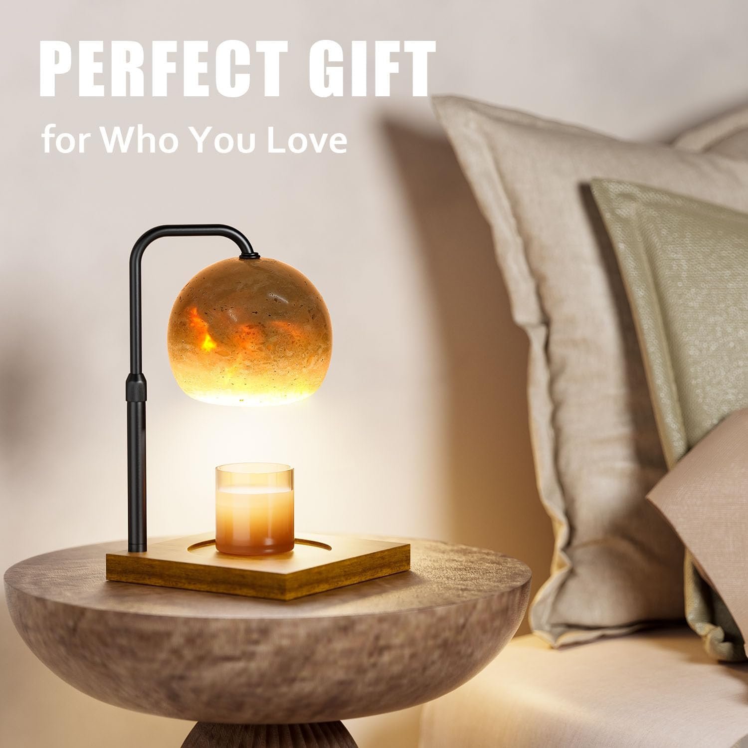 Candle Warmer Lamp with Timer, Adjustable Height Dimmable Candle Lamp Warmer for Bedroom, Wax Warmer Lamp for Scented Candles with Marble, 2 Bulbs House Warming Gifts for Mom (Ball) - Image 6