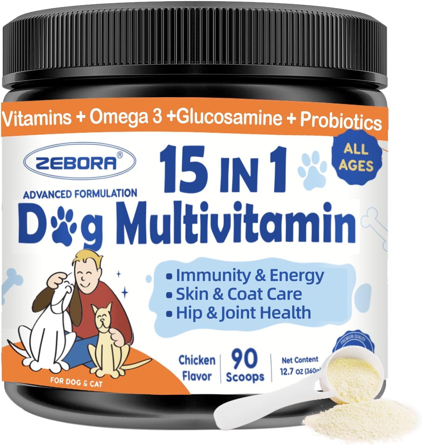 Dog Multivitamin Powder with Glucosamine, Dog Vitamins and Supplements for Immune Support, Dog Skin and Coat Supplement with Omega 3 for Allergy Relief, Probiotics for Dog Support Digestive Health - Image 2