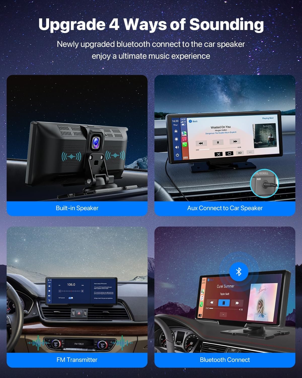 Portable Wireless Apple Carplay Car Stereo with 2.5K Dash Cam,10.26" HD Touch Screen,1080P Backup Camera,Android Auto Car Audio Receivers with Mirror Link/FM/Bluetooth/AUX, GPS Navigation for Vehicles - Image 5