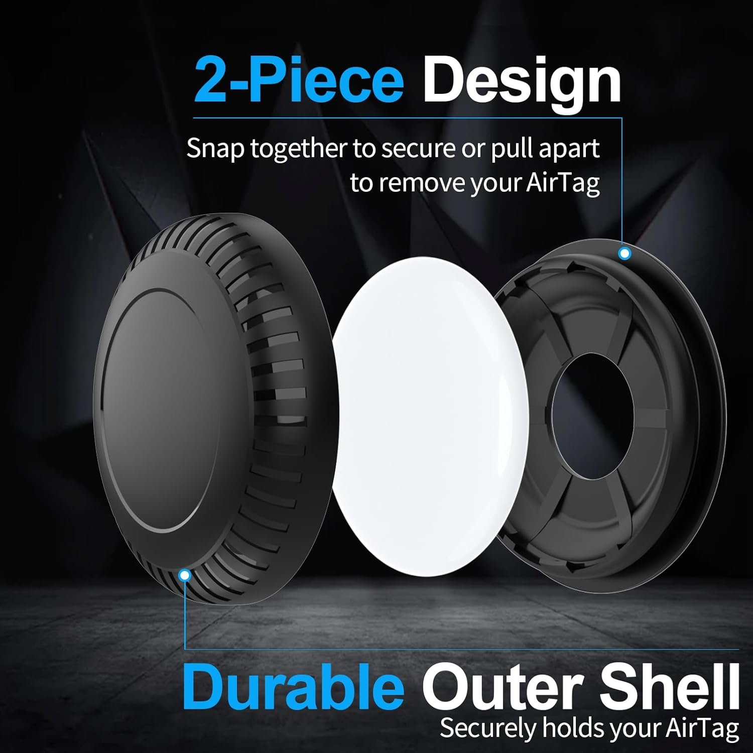 2 Pack Airtag Holder 3M Adhesive Sticker for Apple Airtag Case Hidden GPS Item Finders Accessories for Car Luggage, Black and Grey - Image 3