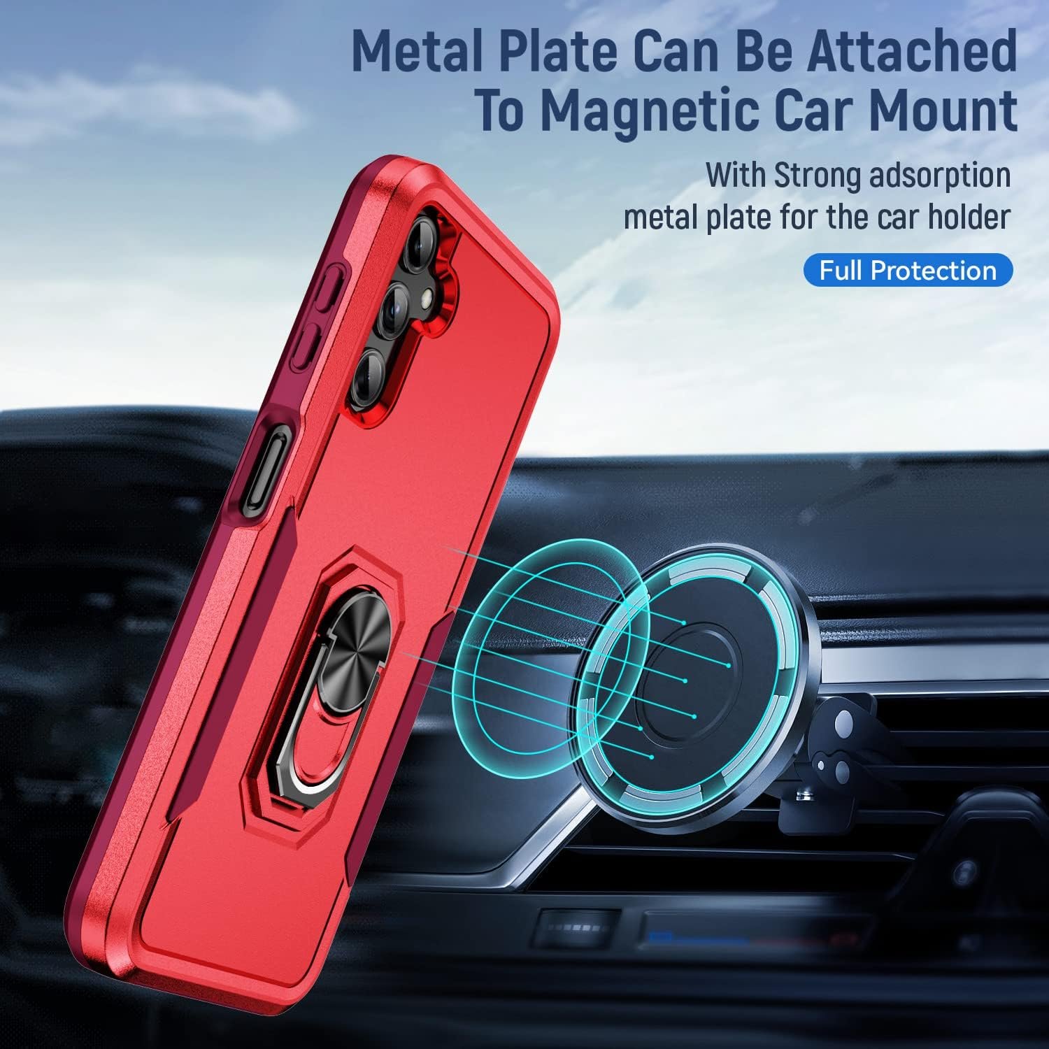 for Samsung Galaxy A14 5G Case with Kickstand Ring Rugged Protective Military Grade Shockproof Case for Galaxy A14 5G Phone Case (Red) - Image 4