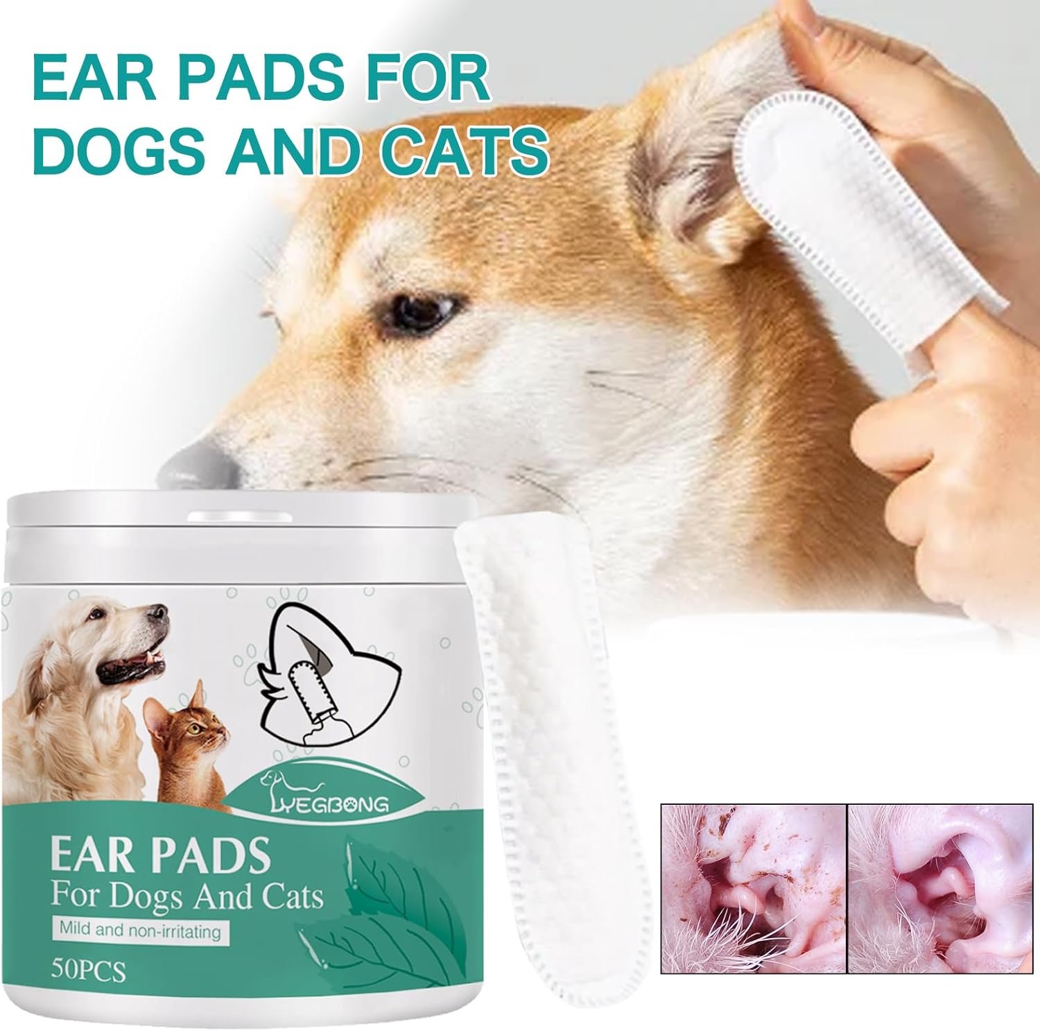 Ear Finger Wipes for Dogs & Cats - Gently Remove Ear Wax, Debris Sooths Relieve Ear - 50 Count - Image 5