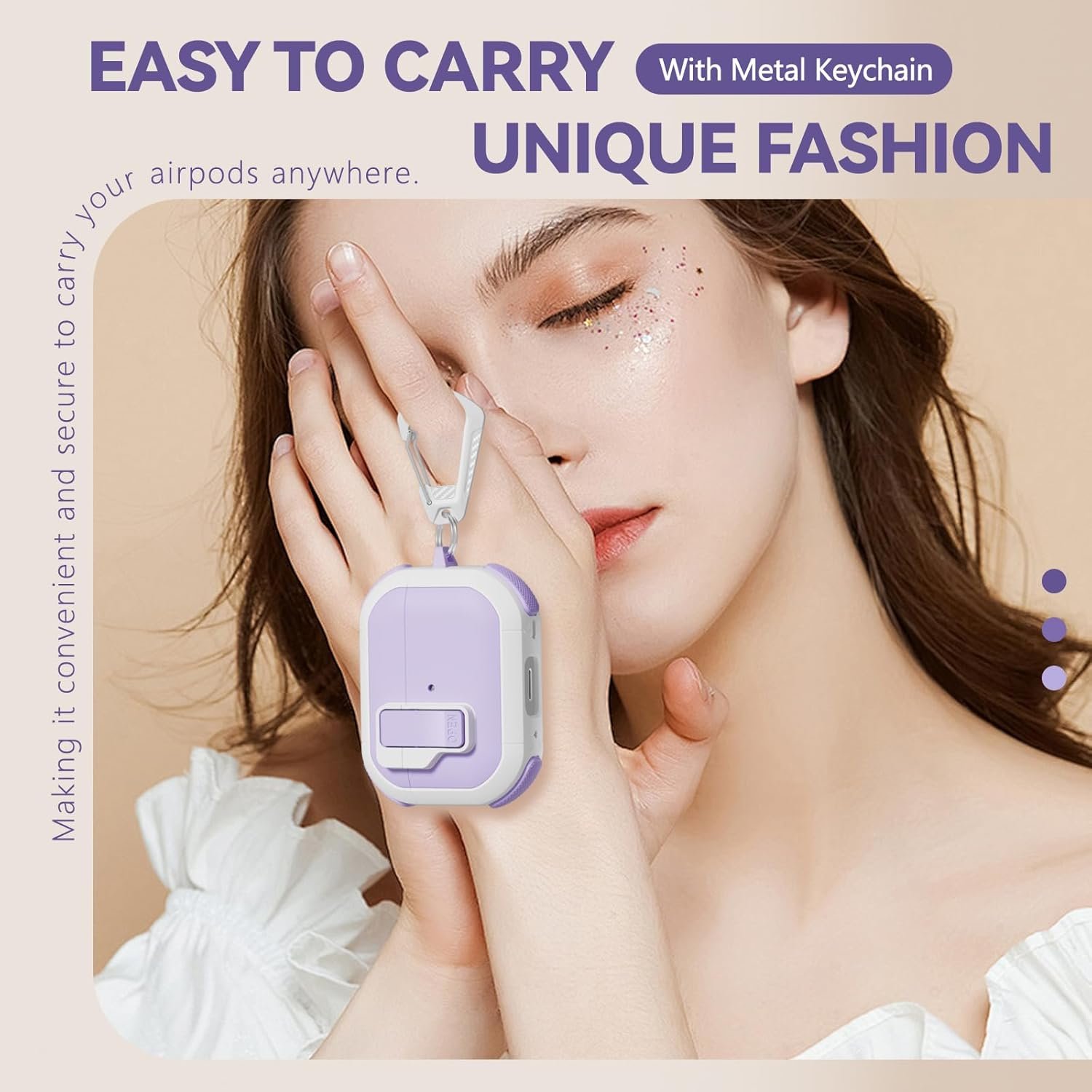 【with Safety Lock】 for AirPod Pro 2nd Generation Case with Cleaner Kit, Hard AirPod Pro Case with Keychain for Men Women Grily, for Apple AirPods Pro 2nd/1st Gen Case (2023 USB-C/2022/2019)-Purple - Image 8