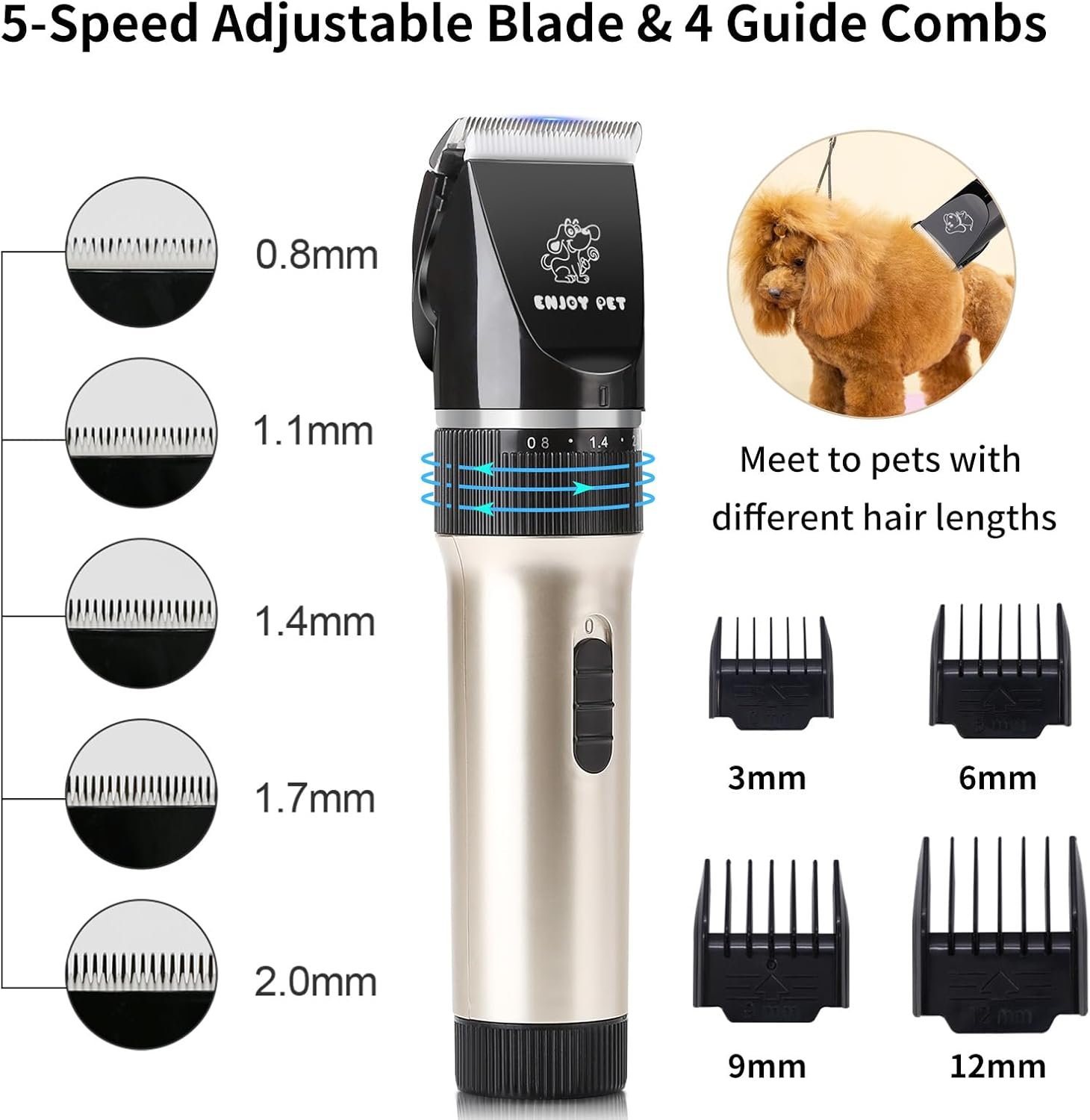 Dog Clippers for Grooming, Low Noise Dog Grooming Clippers, Cordless Dog Hair Trimmer, Rechargeable Dog Shavers for Grooming Dogs Cats Pets - Image 7