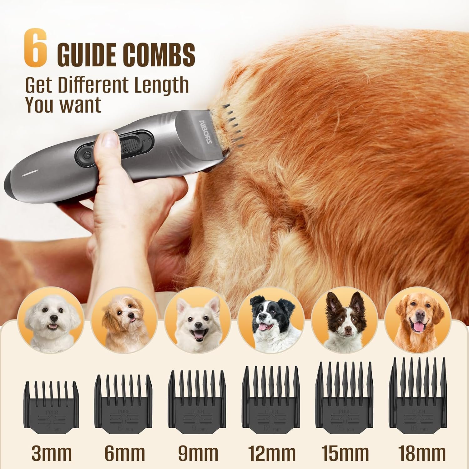 Dog Clippers for Grooming, 2200mAh Dog Shaver Clippers Kit Low Noise, Rechargeable Cordless Electric Trimmer Quiet Hair Clippers Set for Dogs Cats Pets - Image 7