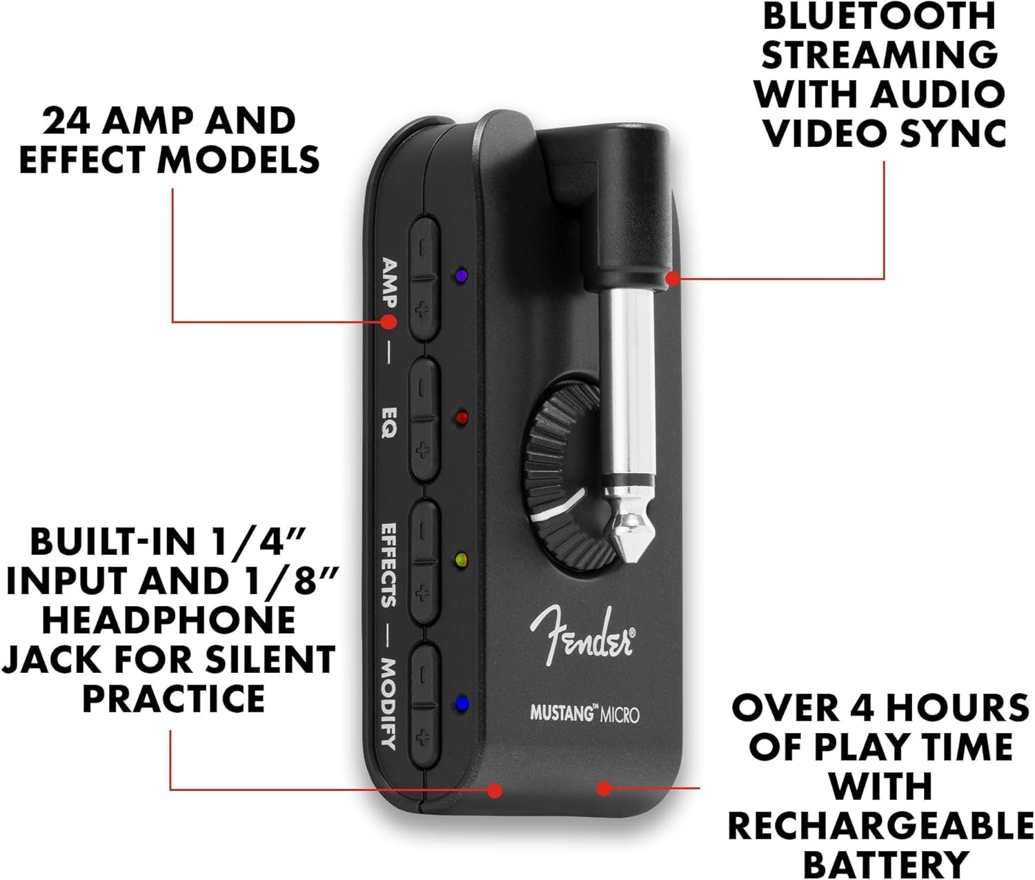 Fender Mustang Micro Headphone Amplifier, with 2-Year Warranty - Image 4