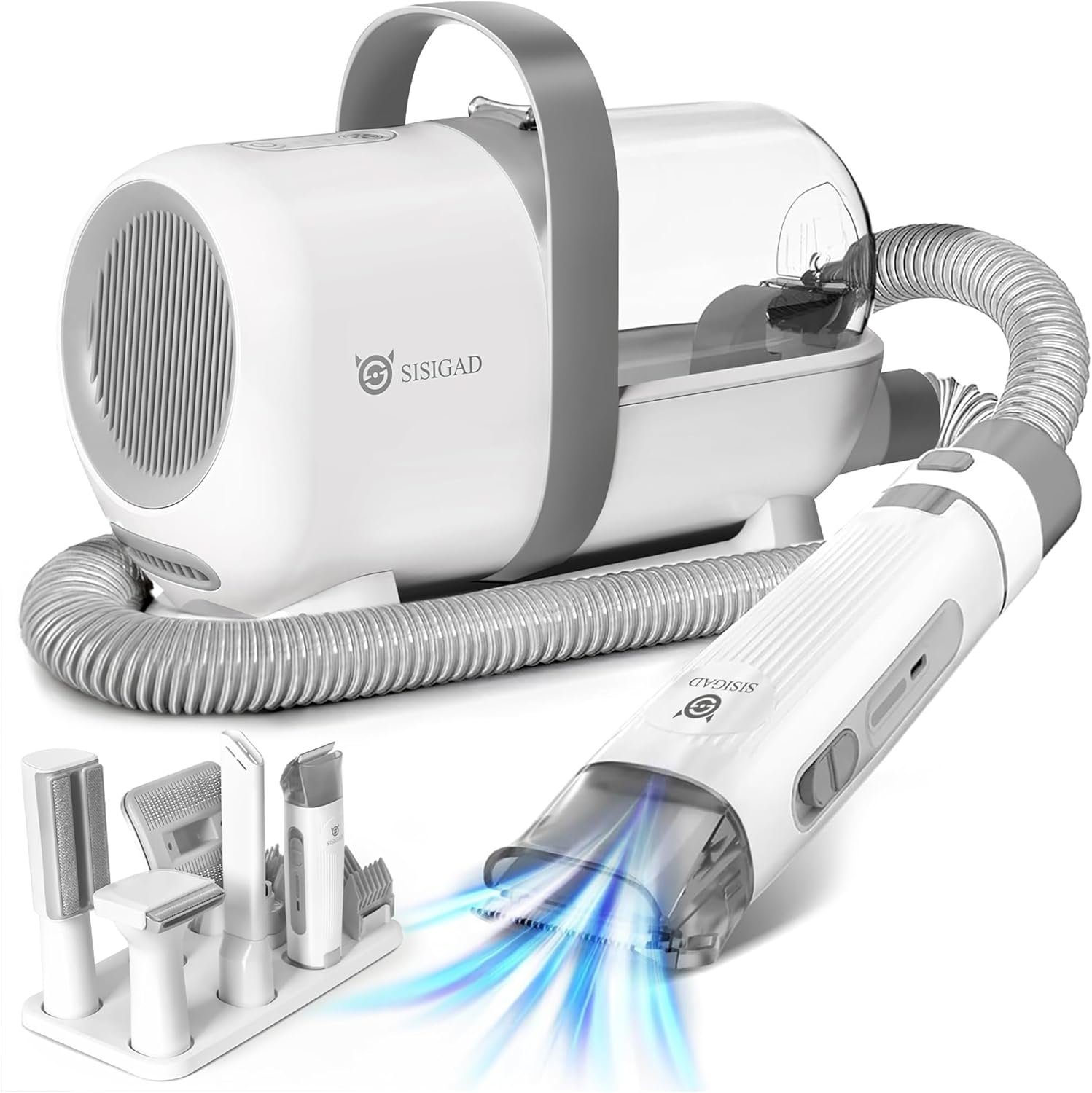 SISIGAD Dog Grooming Kit,Pet Hair Vacuum,Dog Grooming & Low Noise Hair Vacuum,Professional Clippers Nail Trimmer Grinder,7 Pet Grooming Tools for Dogs Cats and Other Animals - Image 2