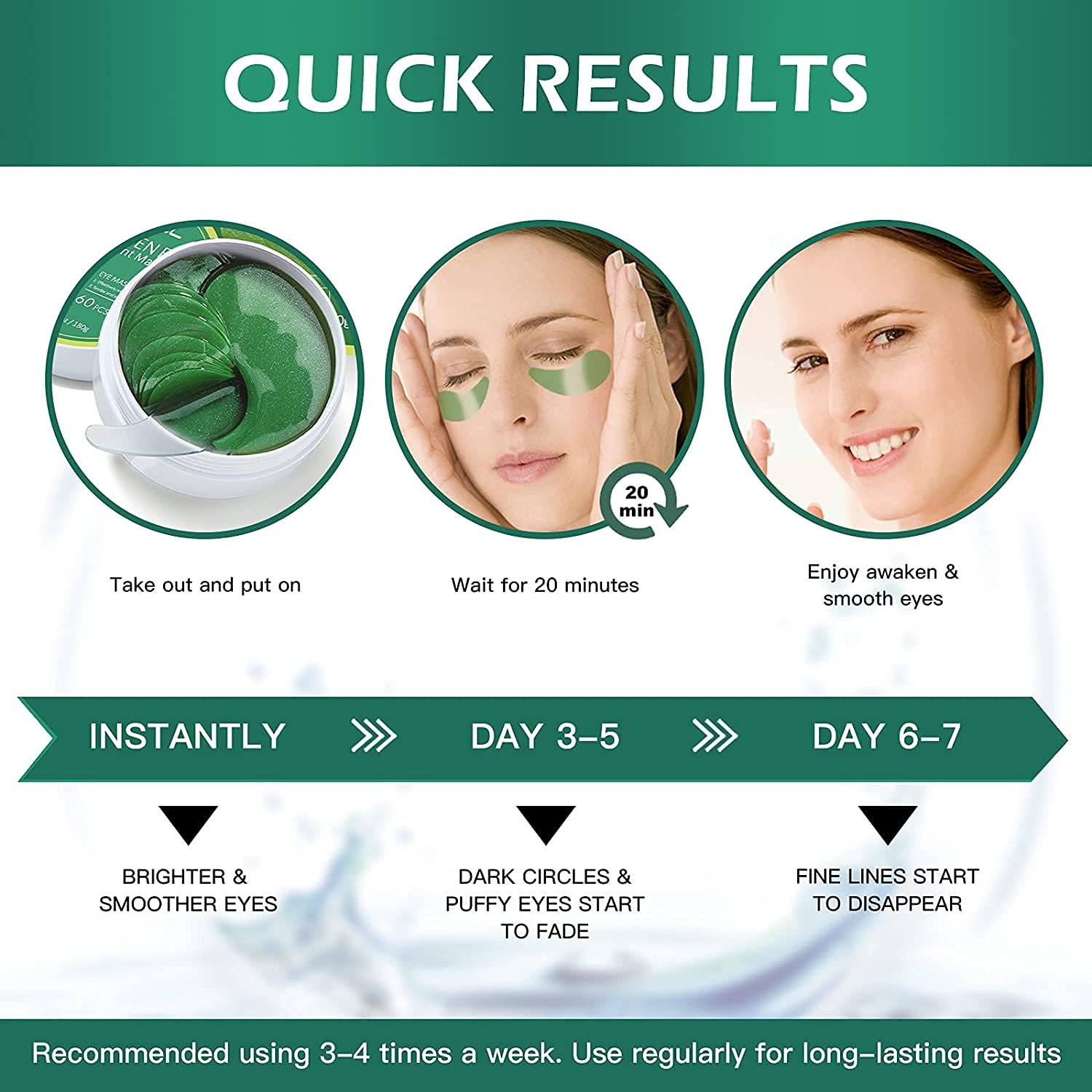 VANELC Eye Mask,Under Eye Patches with Collagen Seaweed,Eye Gel Treatment Masks For Dark Circles , Under Eye Bags Treatment, Natural Eye Masks for Puffy Eyes, Under eye Dark Circles,Anti-Wrinkle - Image 7