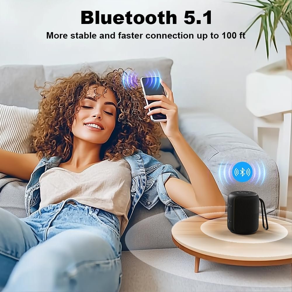 Bobtot Portable Speaker Bluetooth 10W Peak, IPX6 Shower Speaker, 25H Playing Time, Loud and Stereo Sound with Bass, Dual Pairing, Small Bluetooth Speaker Wireless for Party, Camping, Travel - Image 5