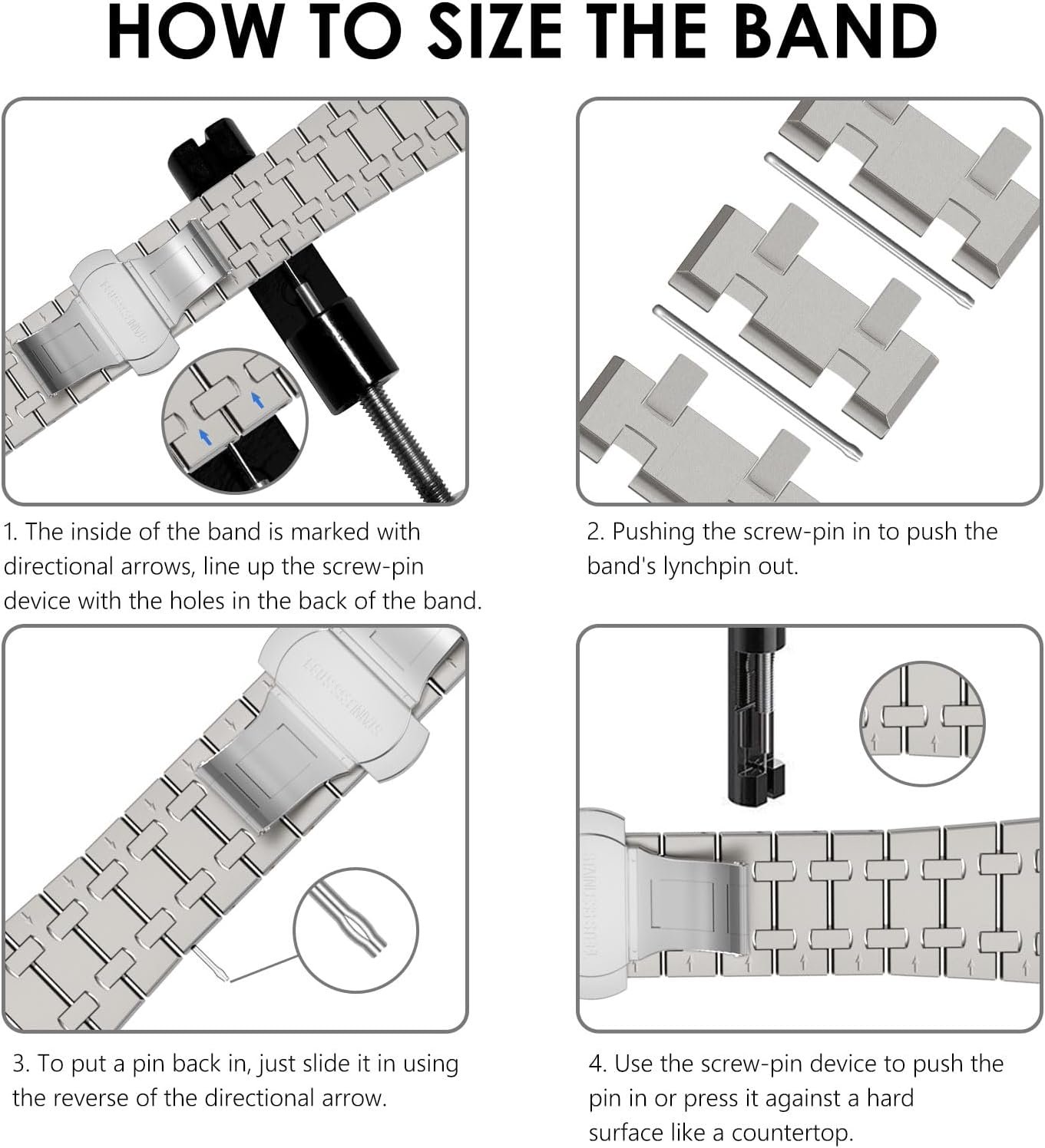 CHANCHY Stainless Steel Band Compatible with Apple Watch Ultra 2 Band 49mm, Series 10 46mm, 9/8/7 45mm, SE2/SE 6/5/4 44mm, 3/2/1 42mm, Metal Strap for Men Women (Titanium, 49mm 46mm 45mm 44mm) - Image 7
