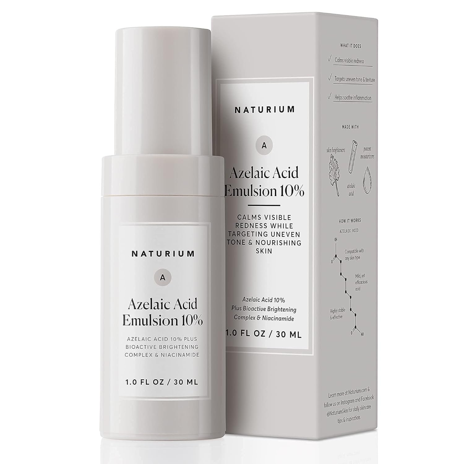 Naturium Azelaic Acid Emulsion 10% Plus Bioactive Complex & Niacinamide, Anti-Aging Skin Care, 1 oz - Image 2
