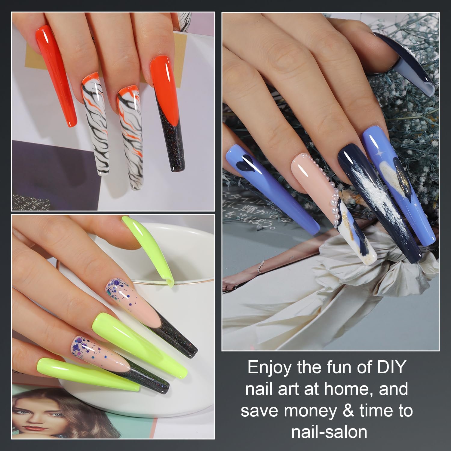 beautilux Gel Nail Polish, 12 Pcs Dark Blue Green Orange Fluorescent Pink Gold Glitter Gel Polish Kit, Soak Off UV Nail Gel Polish Manicure for Nail Art DIY Salon at Home - Image 6